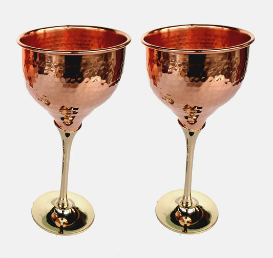 Rastogi Handicrafts Pure Copper Wine Glass Wine Whisky Cocktail Goblet Tableware Bar Hotel Restaurant Serving Set of (2)