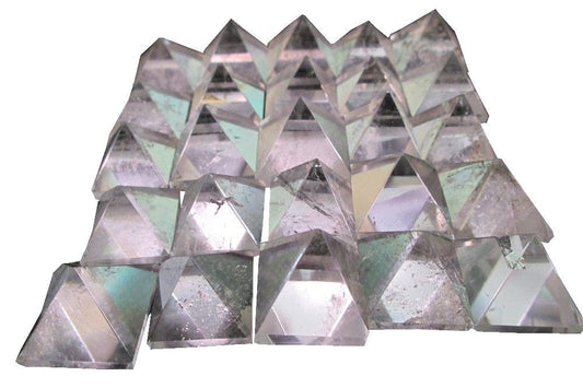 WholesaleGemShop Beautiful Lot Of 10 Pieces Clear Crystal Quartz Gemstone Pyramids Crystal Reiki Vaastu Healing