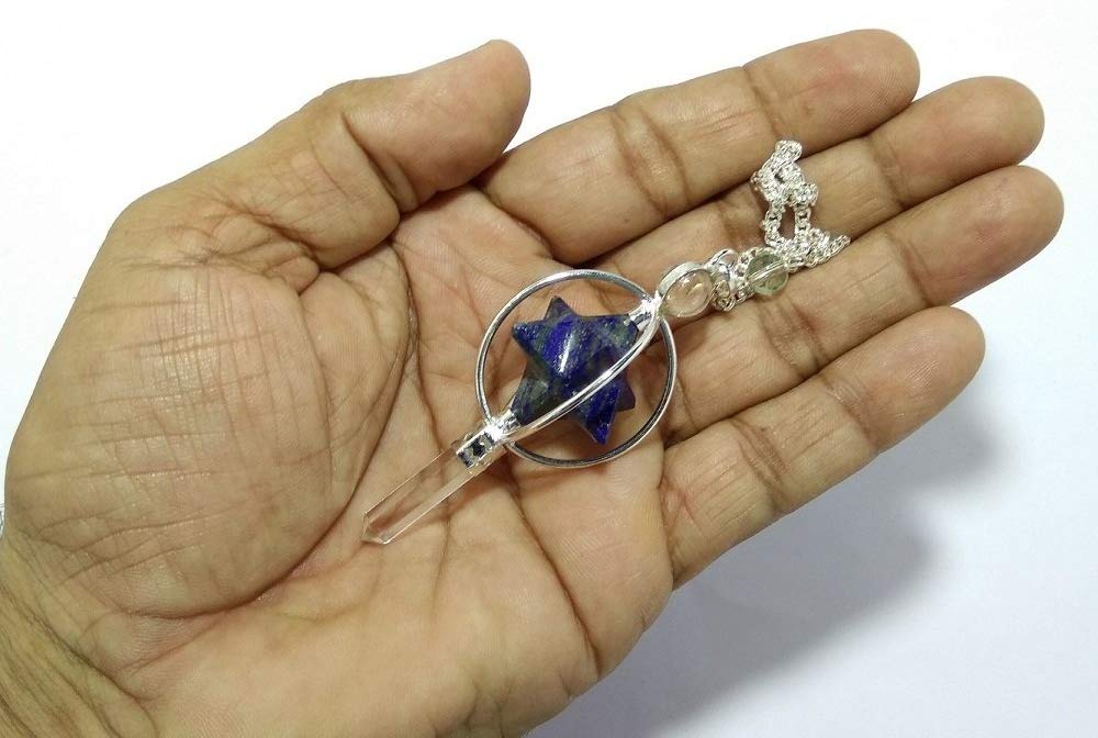 WholesaleGemShop Lapis Lapis Spinning Merkaba Pendulum Dowsing Healing Chakra Balancing Reiki AAA