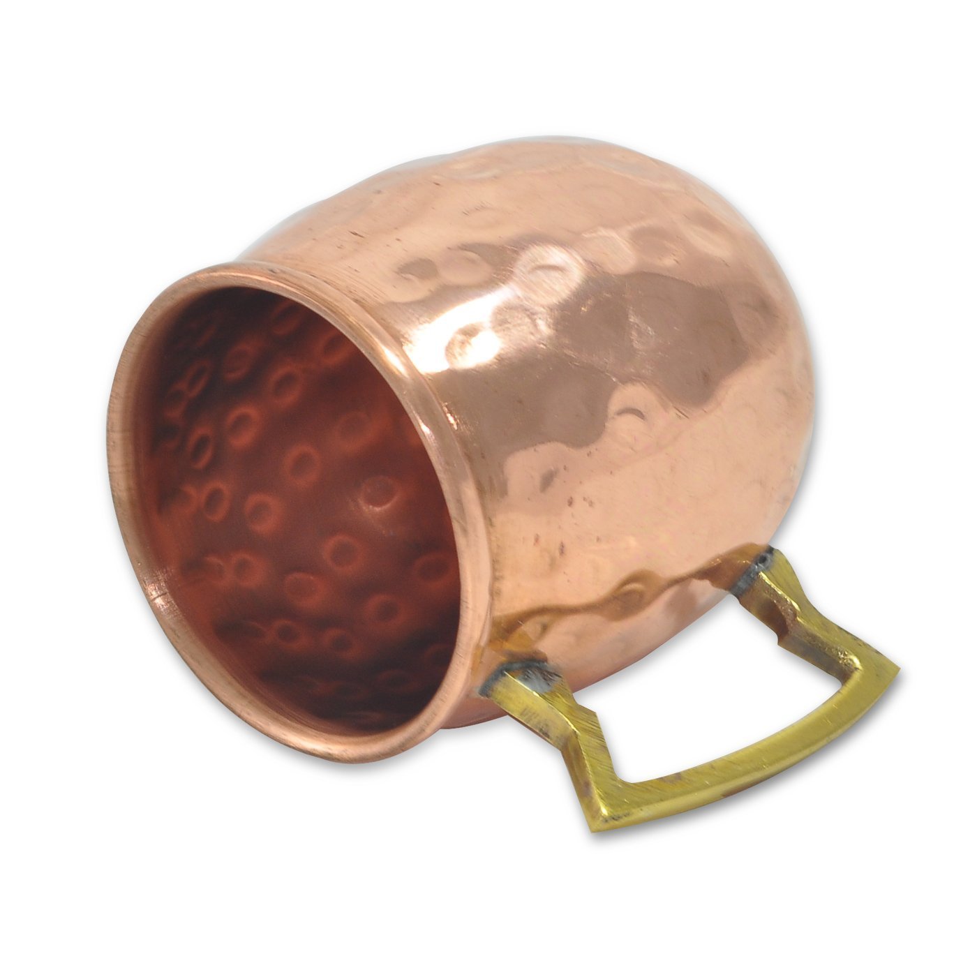 Rastogi Handicrafts Diamond Cut Copper Beer,Wine,Vodka Mug (Capacity 16.90 oz) With Copper Shot Mug (Capacity - 2 oz pr glass) And Copper Straw, Set of 2