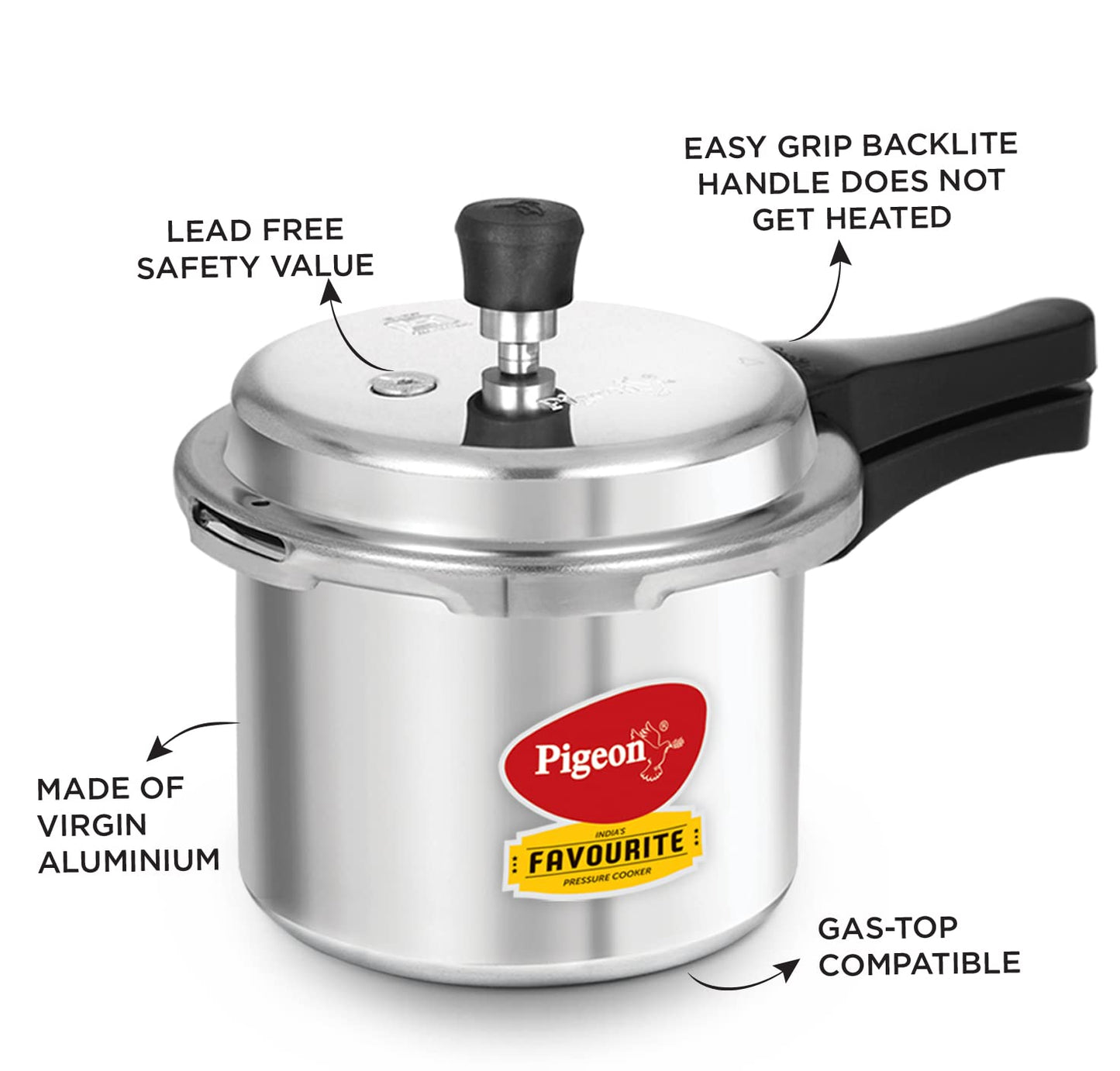 Stovekraft Favourite Outer Lid Non Induction Aluminium Pressure Cooker, 3 Litres, Silver