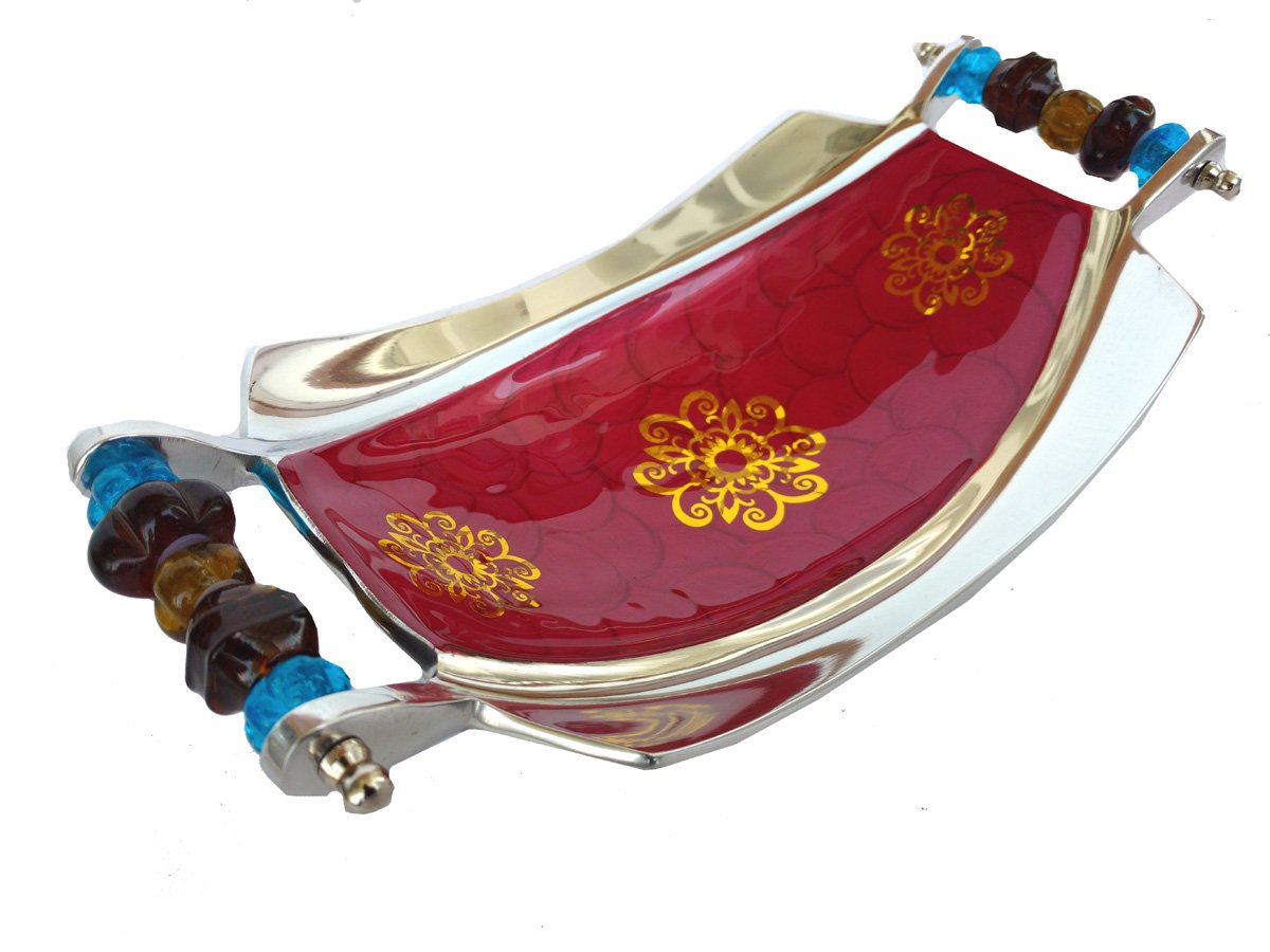 Rastogi Handicrafts Premium Quality Fruit Pasta, Noodles, Pudding, Salad, Cake, Pastry Serving Tray