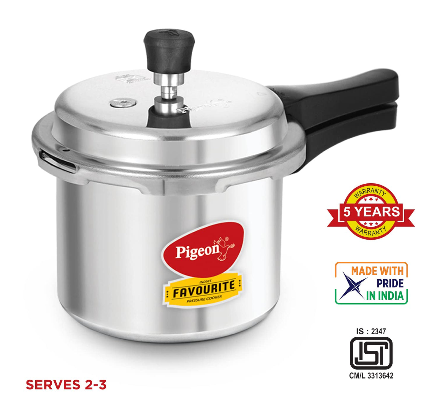 Stovekraft Favourite Outer Lid Non Induction Aluminium Pressure Cooker, 3 Litres, Silver