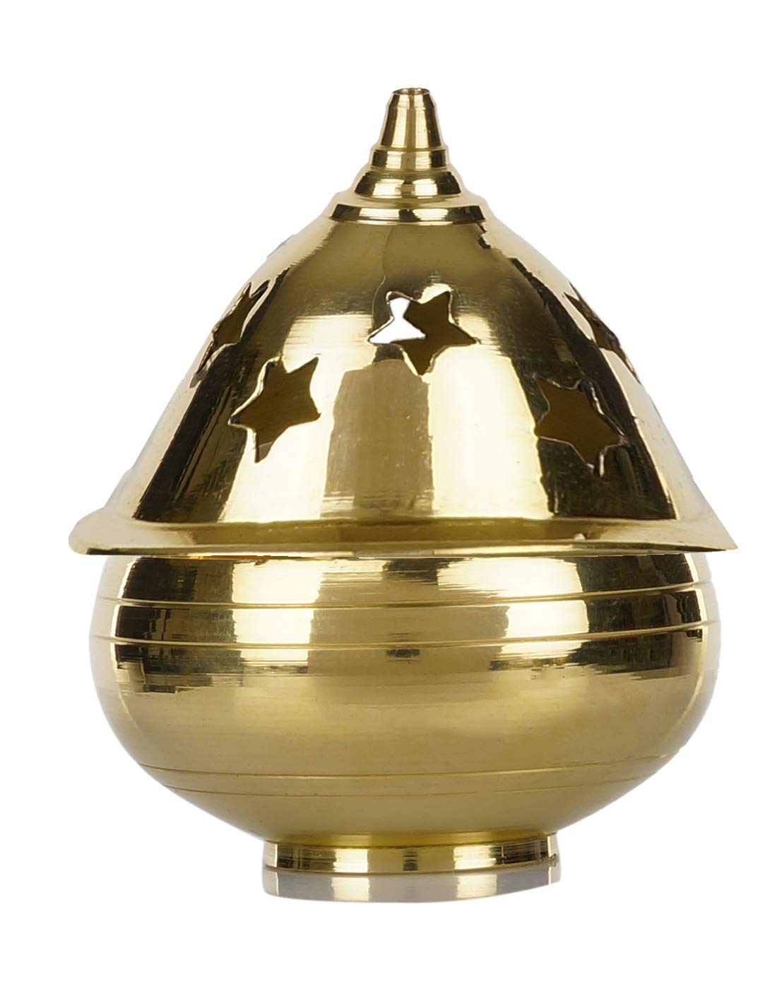 Brass Apple Shape Akhand Diya with Designed Star Holes on Top