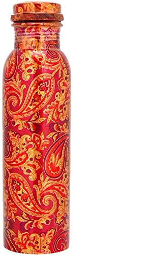 Pure Copper Modern Art Printed and Outside Lacquer Coated Bottle,1Ltr