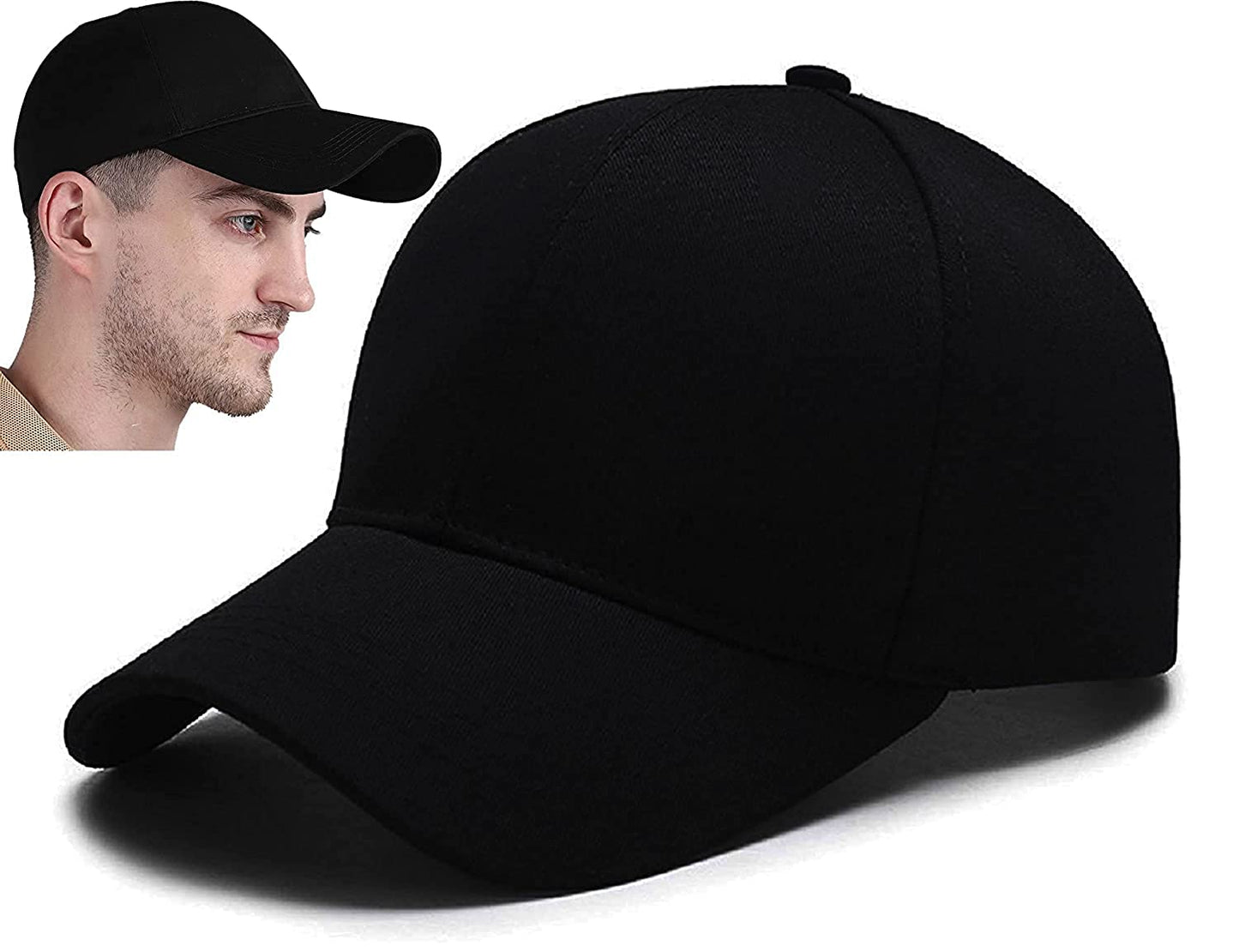 Black Solid Caps for Men & Women for Sports & Outdoor