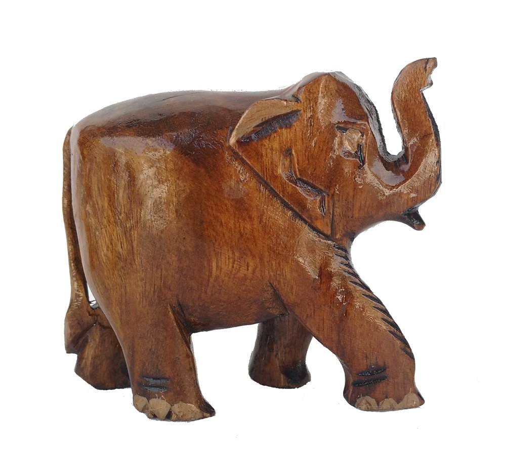 Rastogi Handicrafts Wooden Elephant Family of 4 Elephant Antique Looking Gifts Souvenir Home Decor , Collectible Figurine