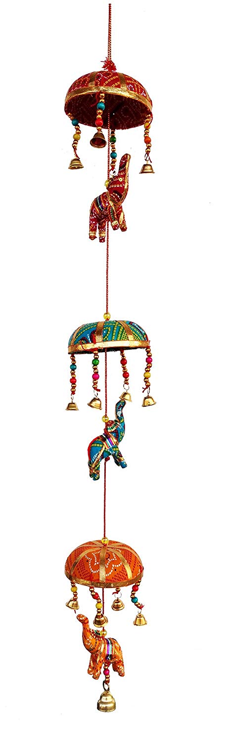 Rastogi Handicrafts Elephant Umbrella Shape Hanging Ornament for Home Decoration, Christmas, Diwali Gifts