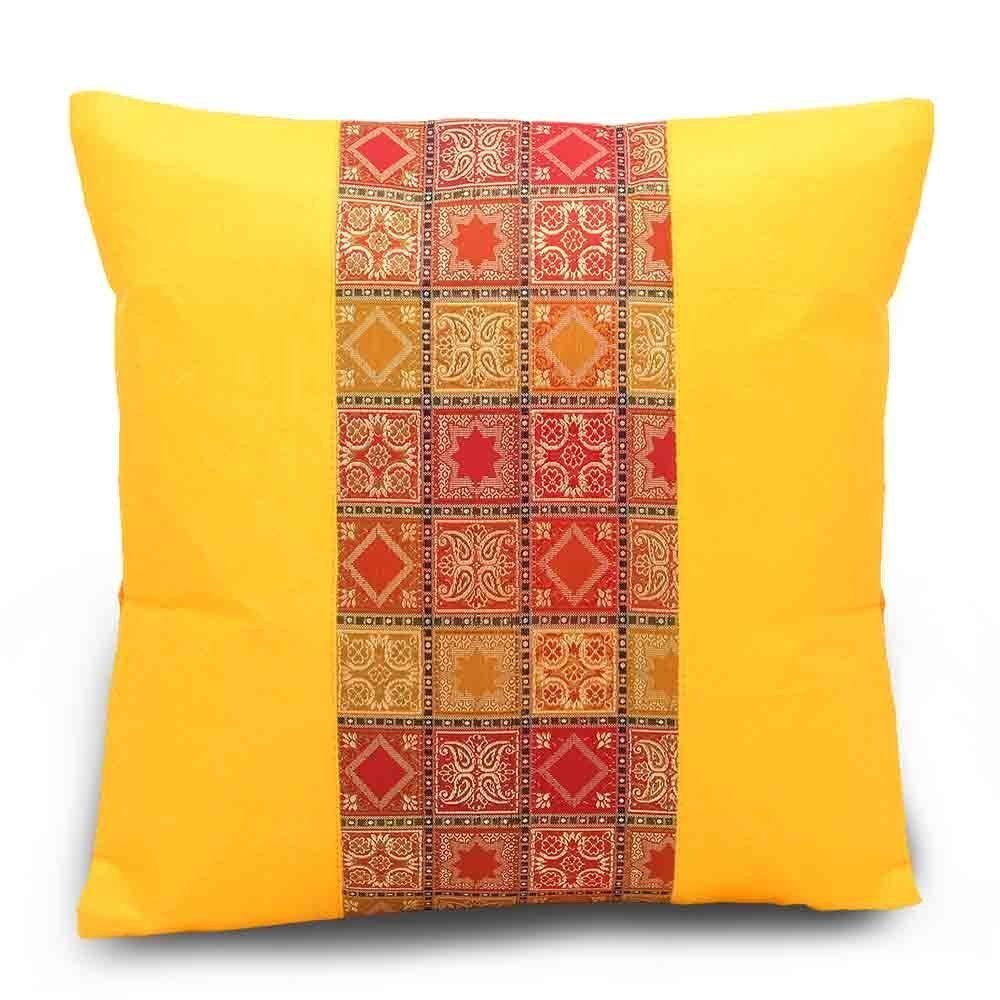 Rastogi Handicrafts Set of 5 Multi Colored Home Bed Cushion Cover Sofa Throw Pillow Zari Brocade Pretty Accent 16"