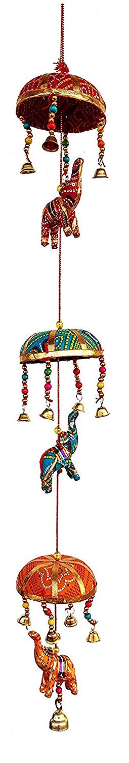 Rastogi Handicrafts Elephant Umbrella Shape Hanging Ornament for Home Decoration, Christmas, Diwali Gifts