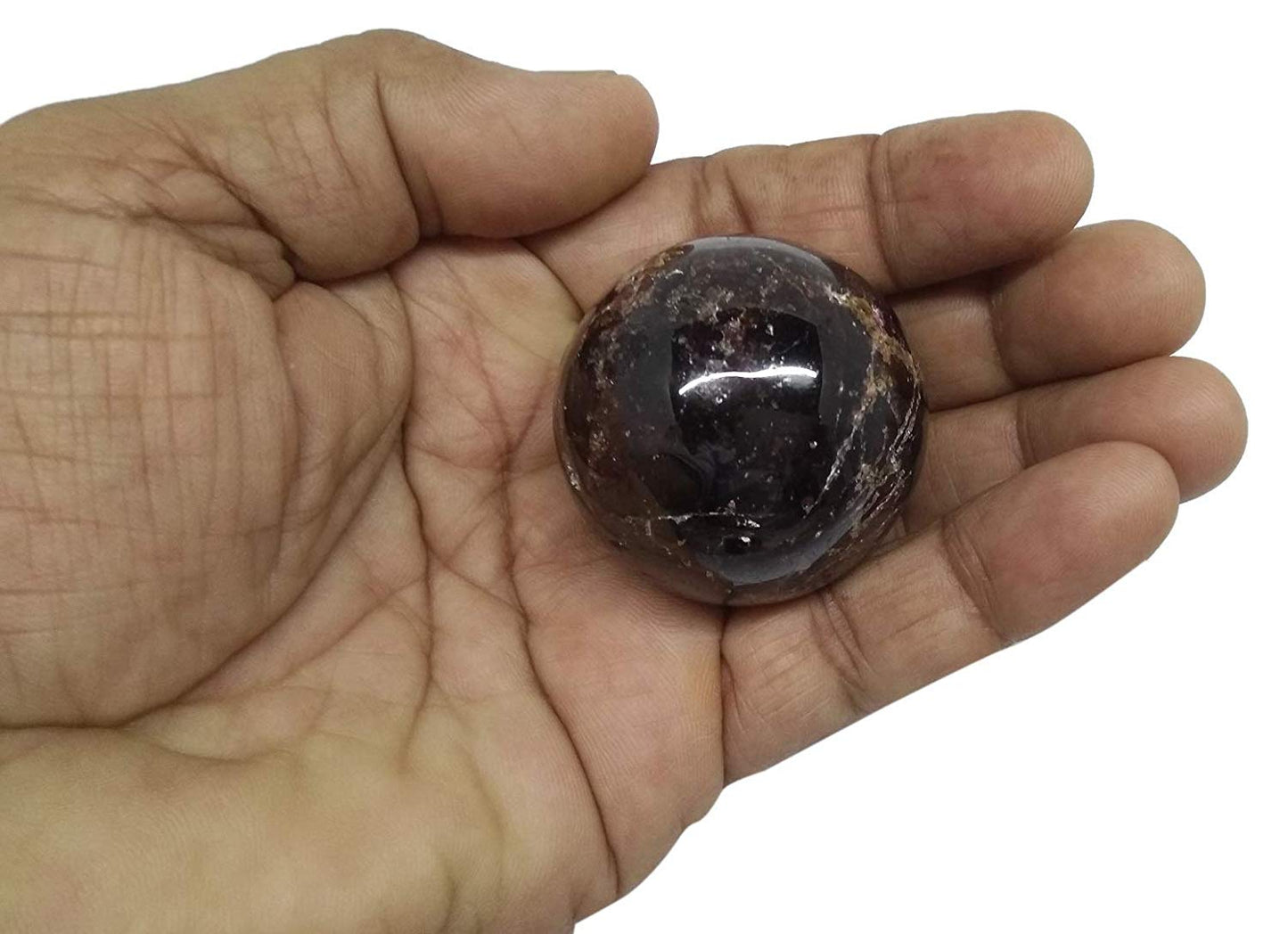 WholesaleGemShop Natural Garnet 35-38 mm Ball Sphere Gemstone A+ Hand Carved Crystal Altar Healing Devotional Focus Spiritual Chakra Cleansing Metaphysical Gift Men Women