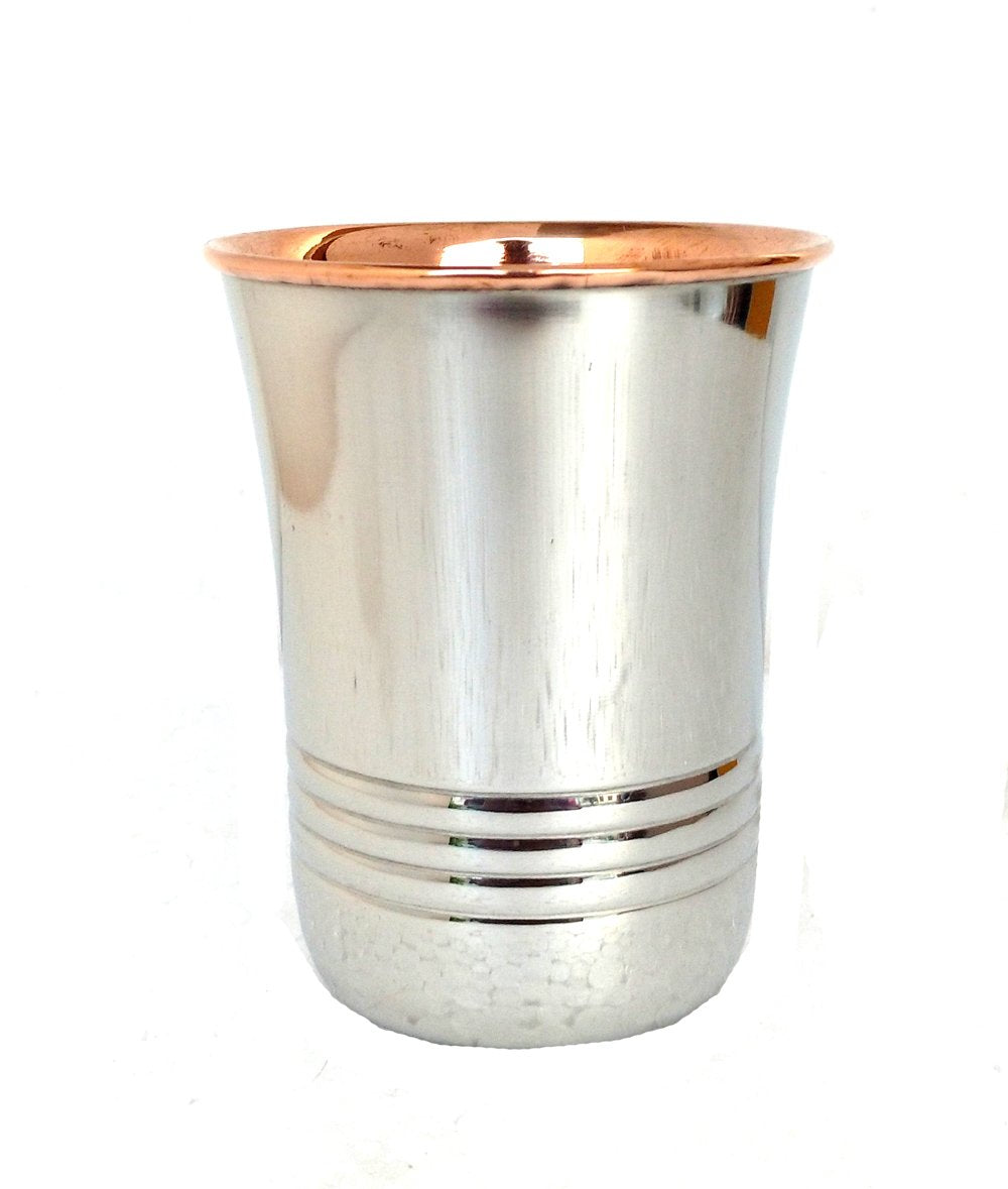 Rastogi Handicrafts Handmade Copper Tumbler Outer Stainless steel Copper water glass for water drink, set of 6 Steel Copper Luxury looking