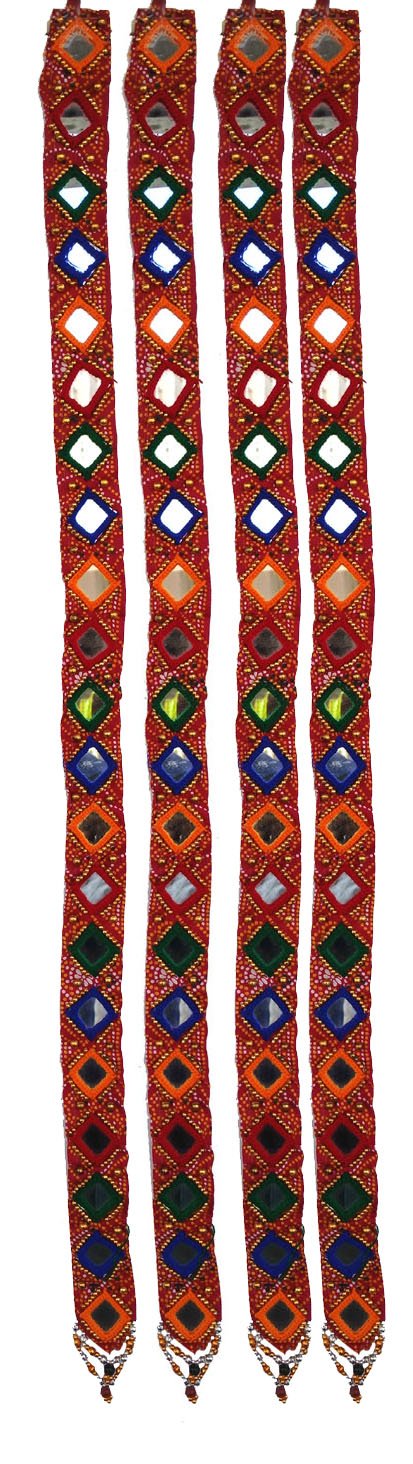 Rastogi Handicrafts Handmade Wall Hanging Decorative Ornament Mirror Inlay Strip Work Christmas Diwali Party Wedding Decorative Hanging Gift Box Packing Set of Two