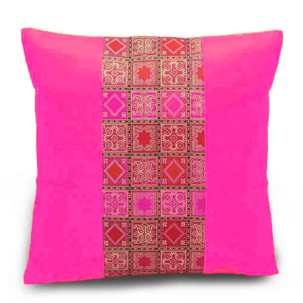 Rastogi Handicrafts Set of 5 Multi Colored Home Bed Cushion Cover Sofa Throw Pillow Zari Brocade Pretty Accent 16"