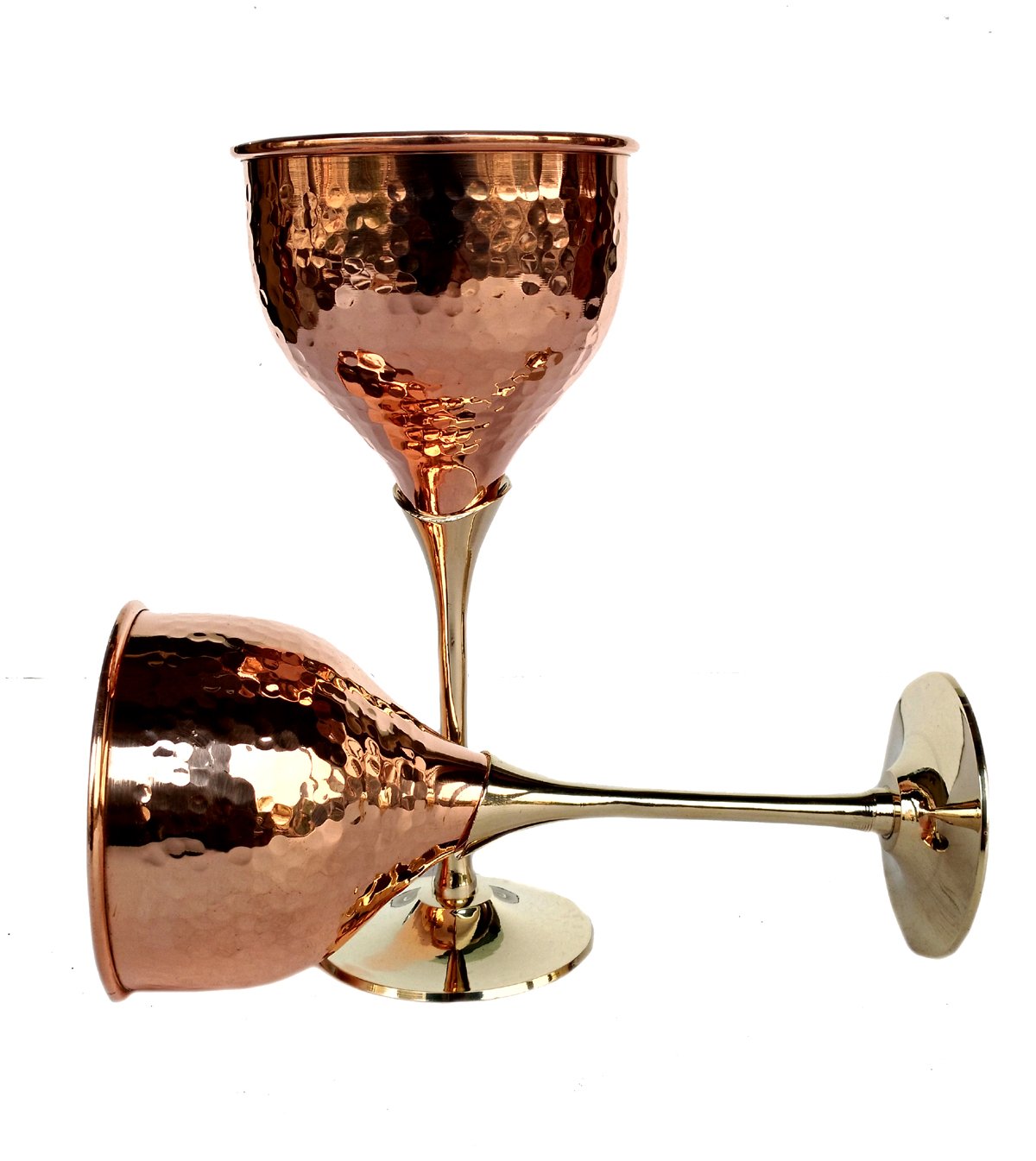 Rastogi Handicrafts Pure Copper Wine Glass Wine Whisky Cocktail Goblet Tableware Bar Hotel Restaurant Serving Set of (2)