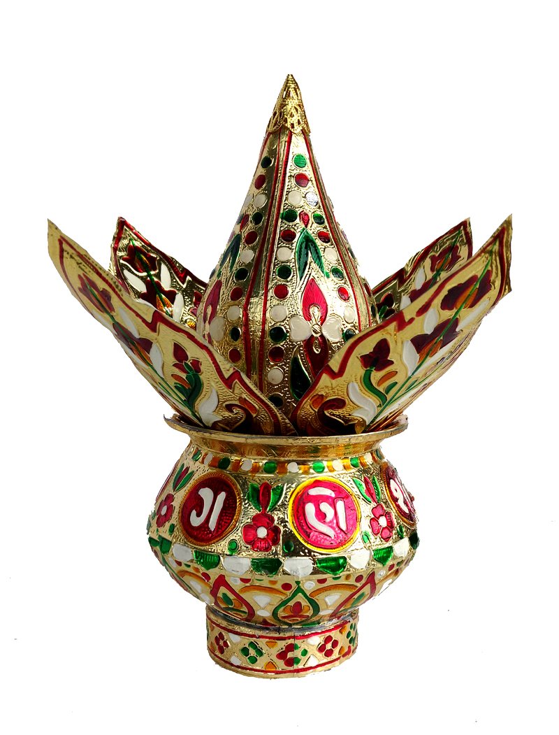 Rastogi Handicrafts Mangal Kalash Set Meenakari Work for Puja Kalash in Temple Home Decor Decorative Lota Narial Patta