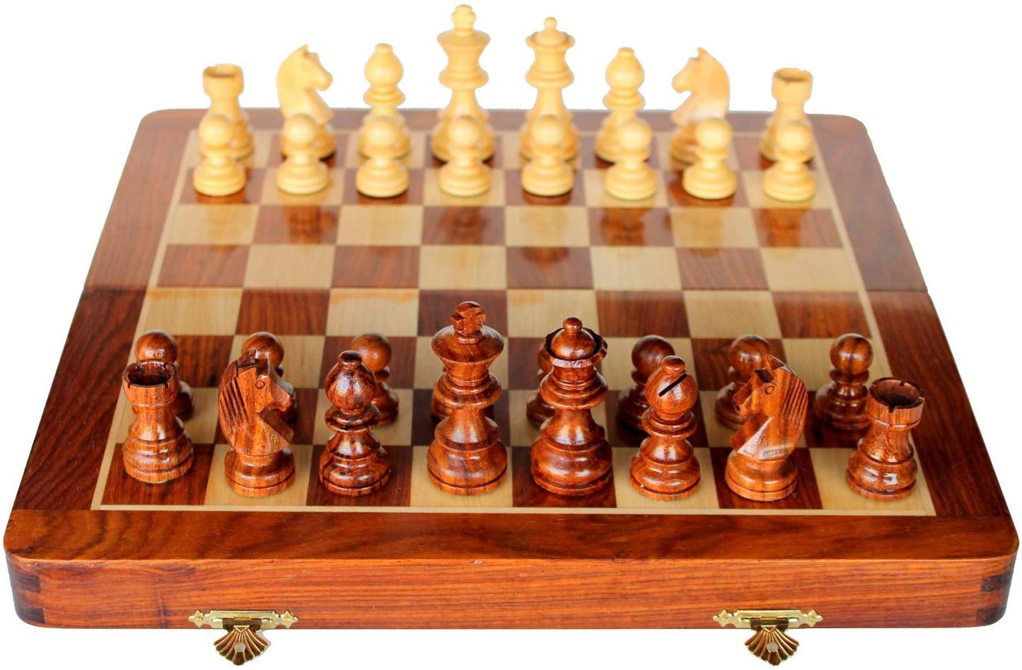 Magnetic Folding Wooden Chess Board (14 Inch)