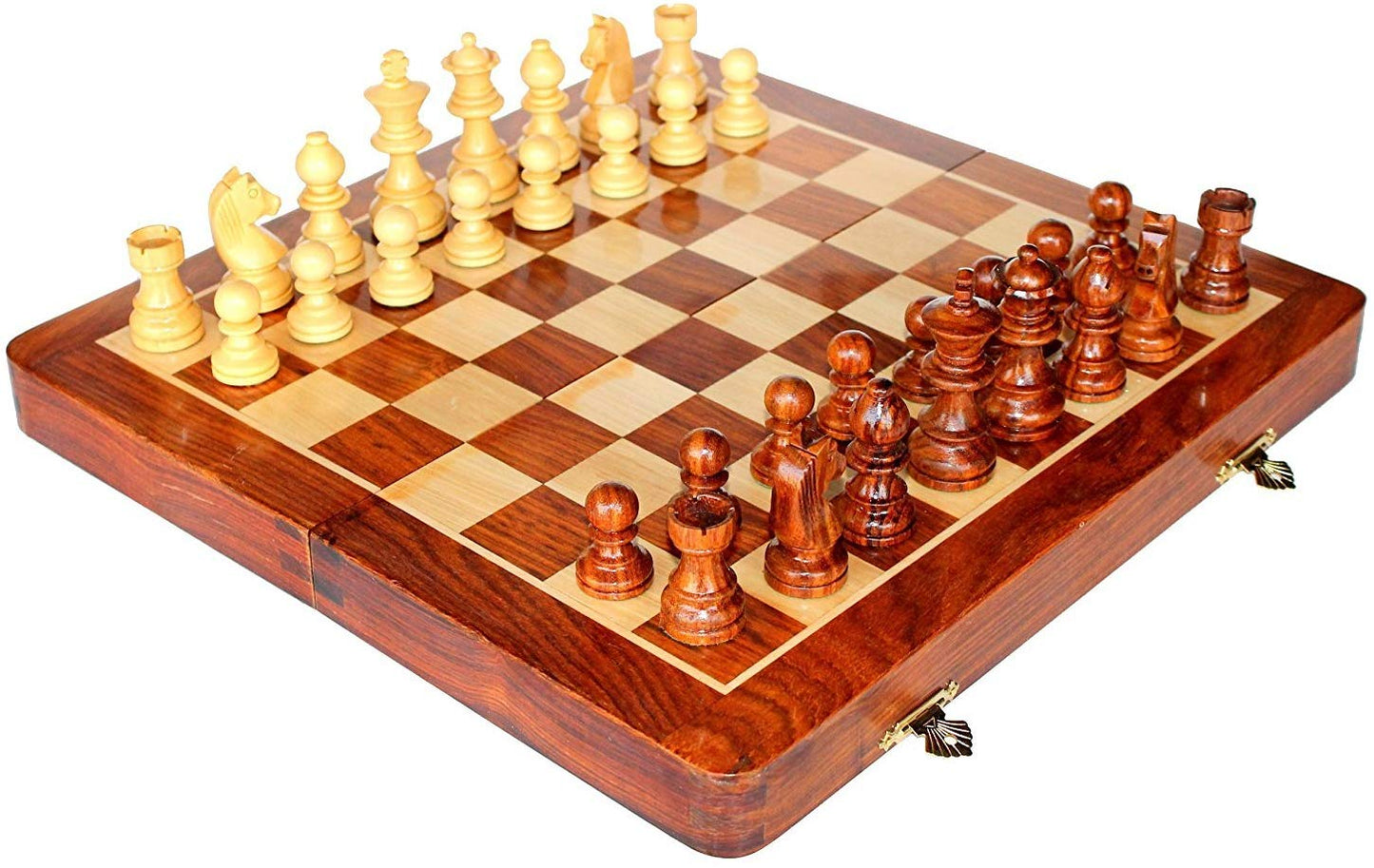 Magnetic Folding Wooden Chess Board (14 Inch)