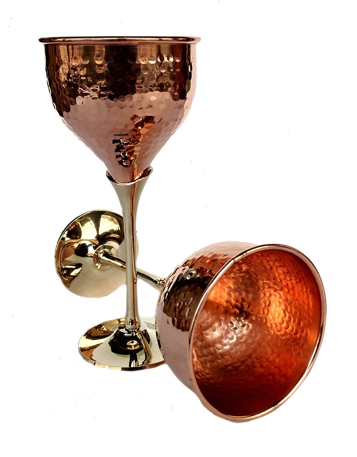 Rastogi Handicrafts Pure Copper Wine Glass Wine Whisky Cocktail Goblet Tableware Bar Hotel Restaurant Serving Set of (2)