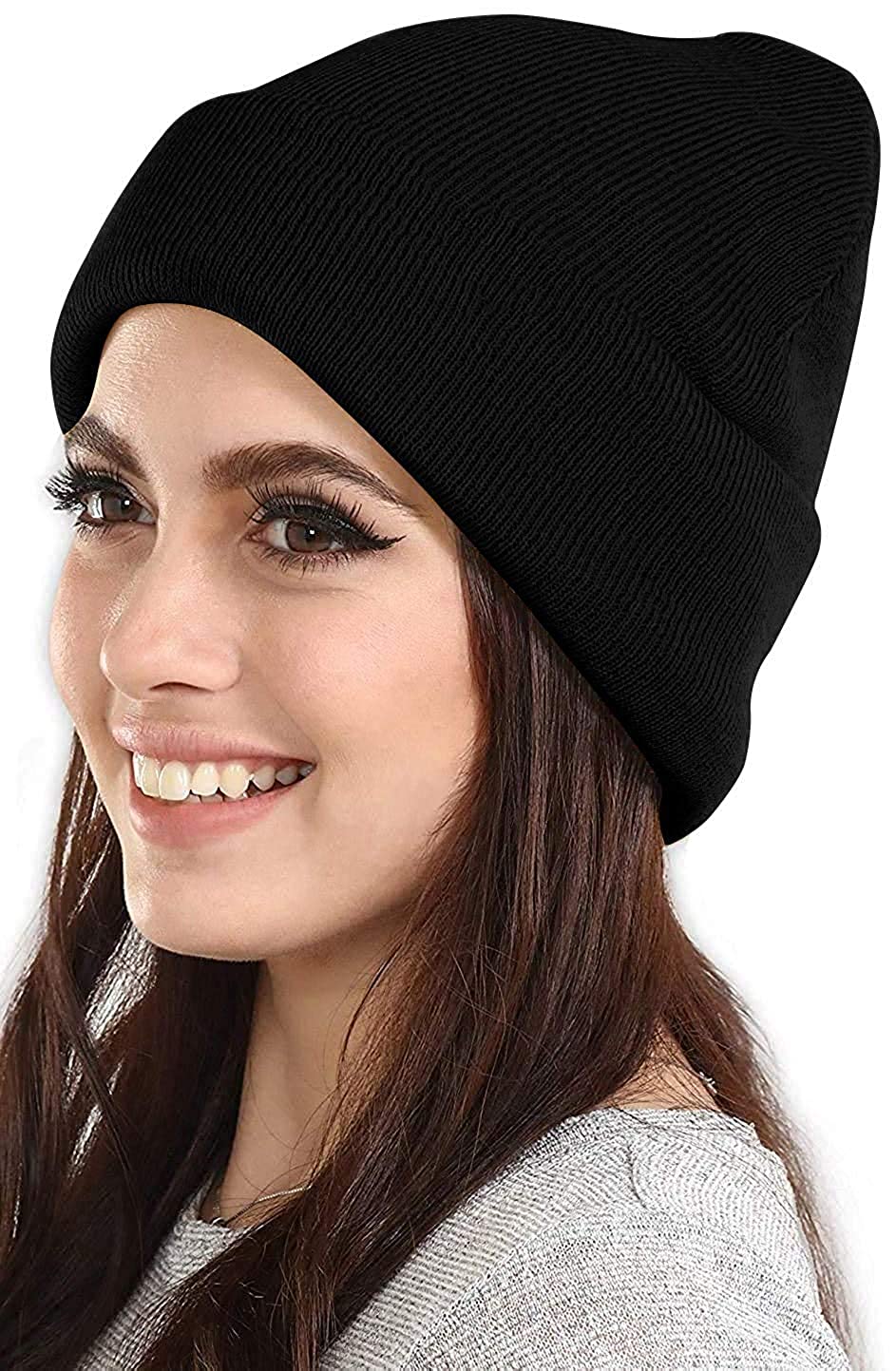 Women's Woollen Winter and Snow Skull Cap ( Black , Medium )