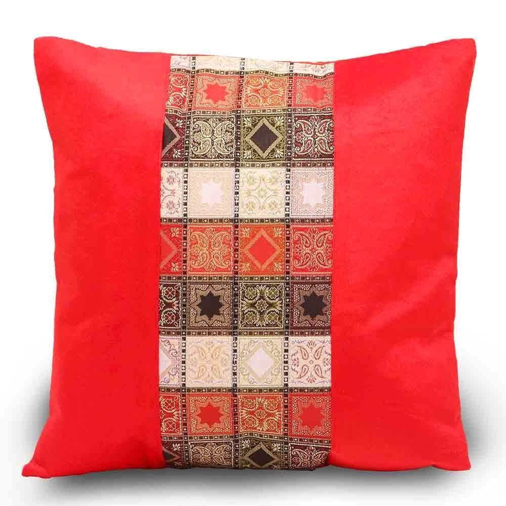 Rastogi Handicrafts Set of 5 Multi Colored Home Bed Cushion Cover Sofa Throw Pillow Zari Brocade Pretty Accent 16"