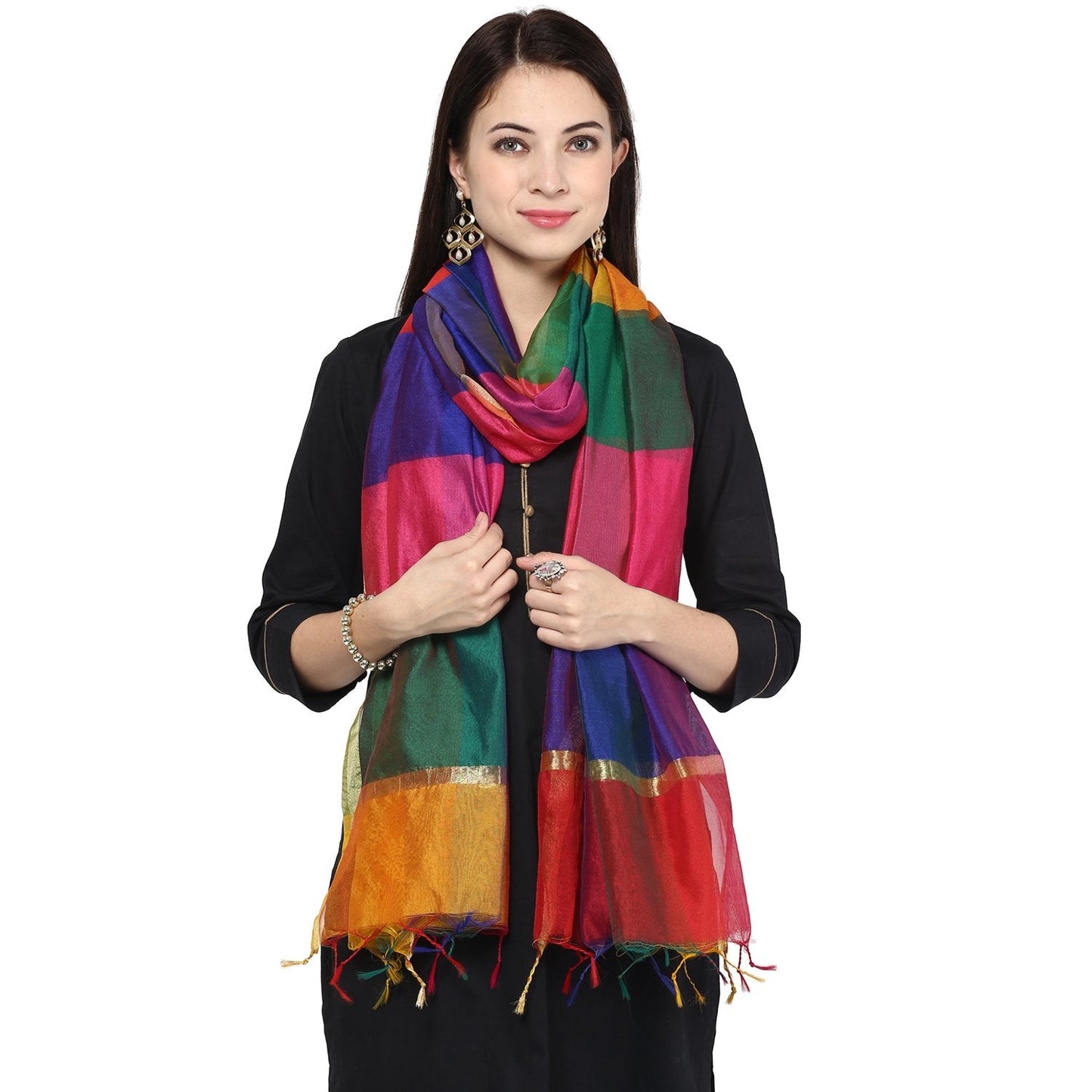 Women's Multicoloured Silk Dupatta