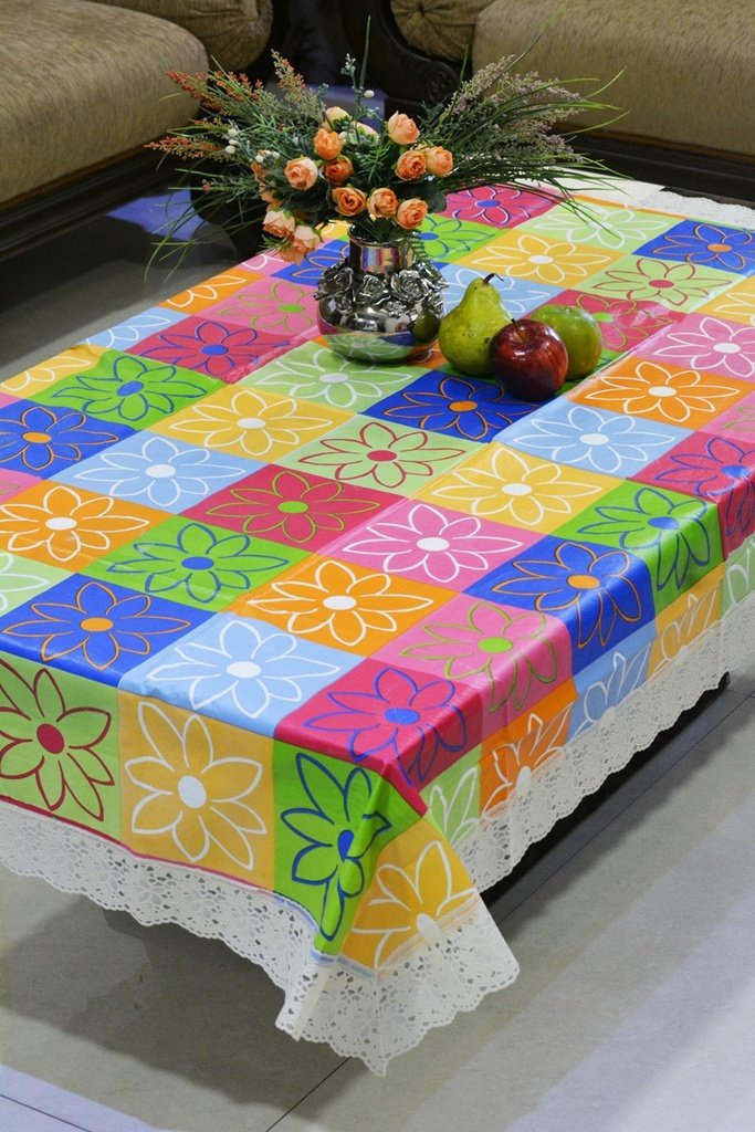 Plastic Checkered Rectangular 4 Seaters Center Table Cover (Multicolour, 40x60 inch,Pack of 1)