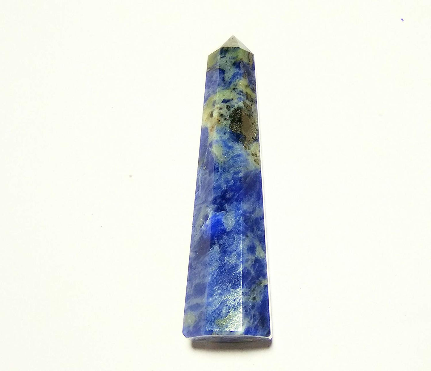 WholesaleGemShop Gemstones Sodalite Obelisk Tower Jumbo Facet Aura Rock Crystal Natural Polished Earth Wand Spirit-3 inch