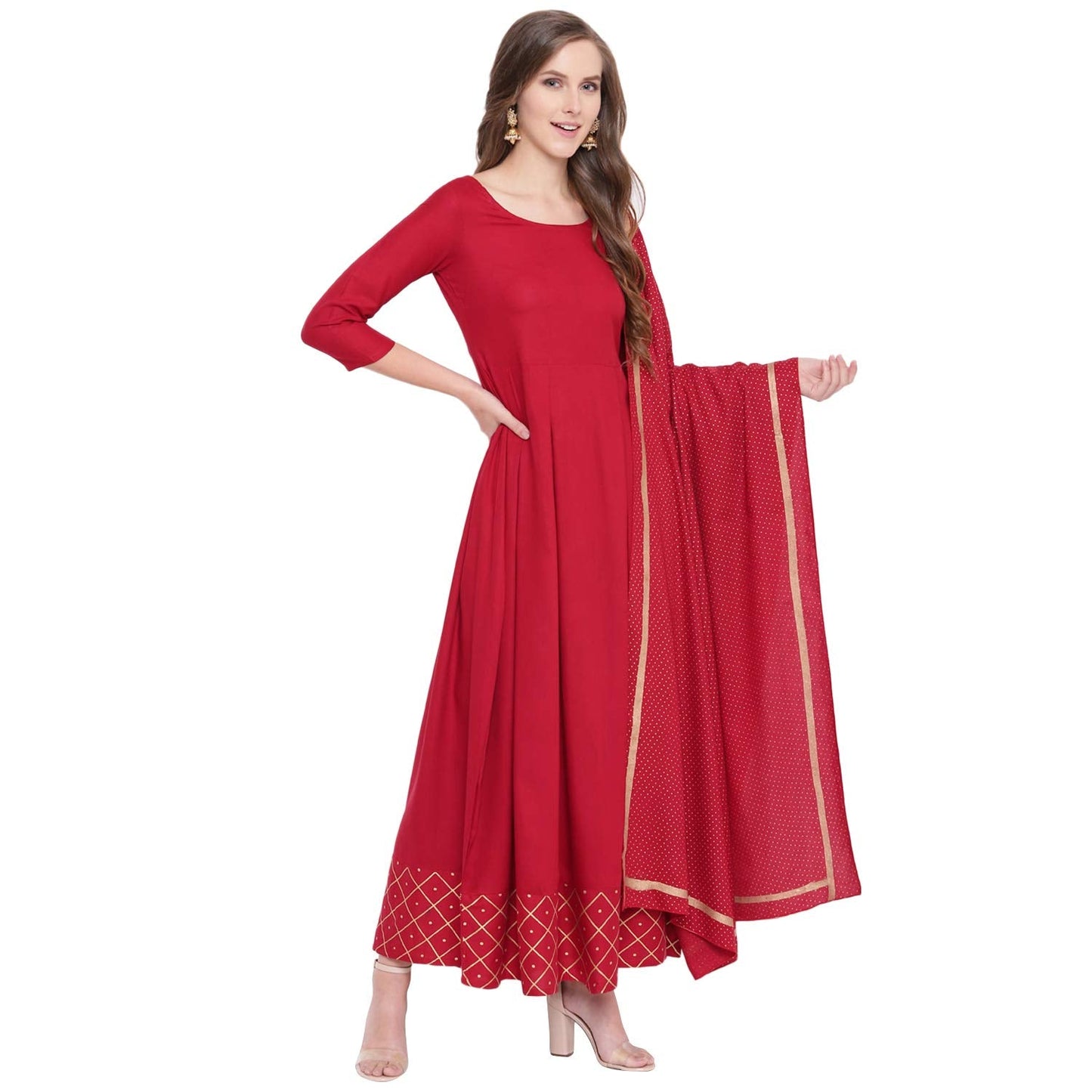 Women's Rayon Kurta With Dupatta Set