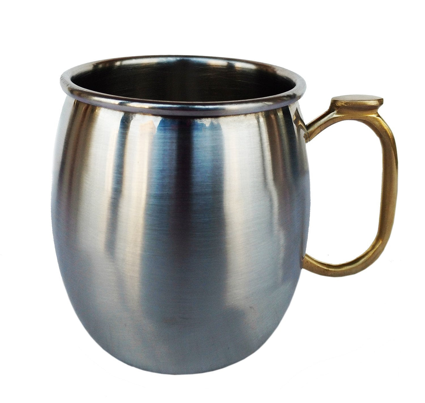 Rastogi Handicrafts Set of-4, Stainless Steel Moscow Mule Mugs Capacity-16 oz,Thumb brass handle Cold Coffee Mug/Beer Mug/Cup, Moscow Mule Mugs For Cold Drink Only