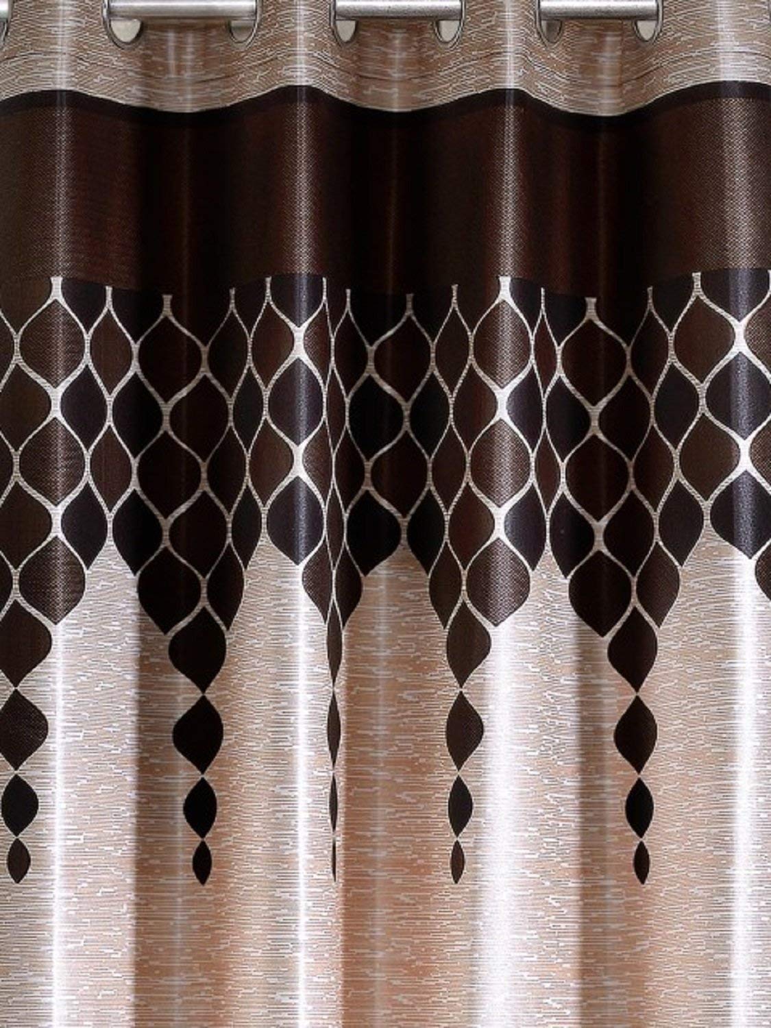 Eyelet Polyester Door Curtains ,7ft (Set of 2)(Brown)