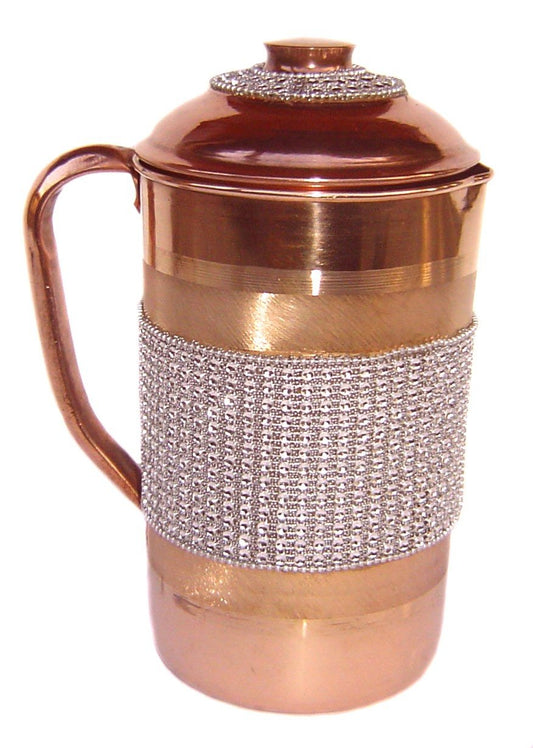 Rastogi Handicrafts Pure Copper Jug Outer Decorated