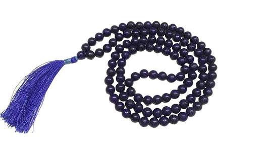 WholesaleGemShop Natural Lapis Lazuli Mala with 108 Prayer Beads Perfect for Meditation Spiritual Jap Mala Prayer Mala Necklace