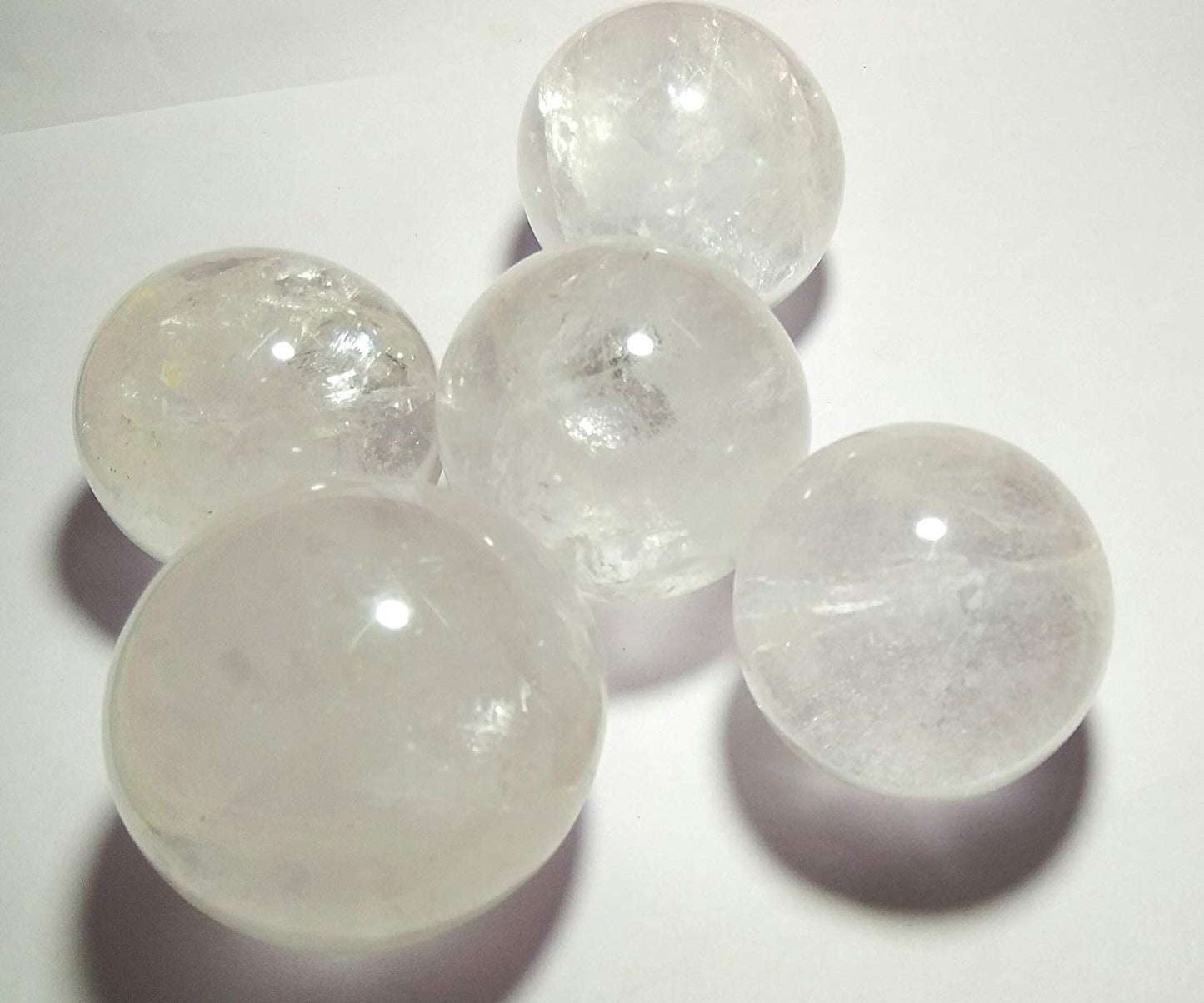 WholesaleGemShop - 30-35 mm Natural Clear Quartz Sphere Metaphysical Ball Crystal Healing From India