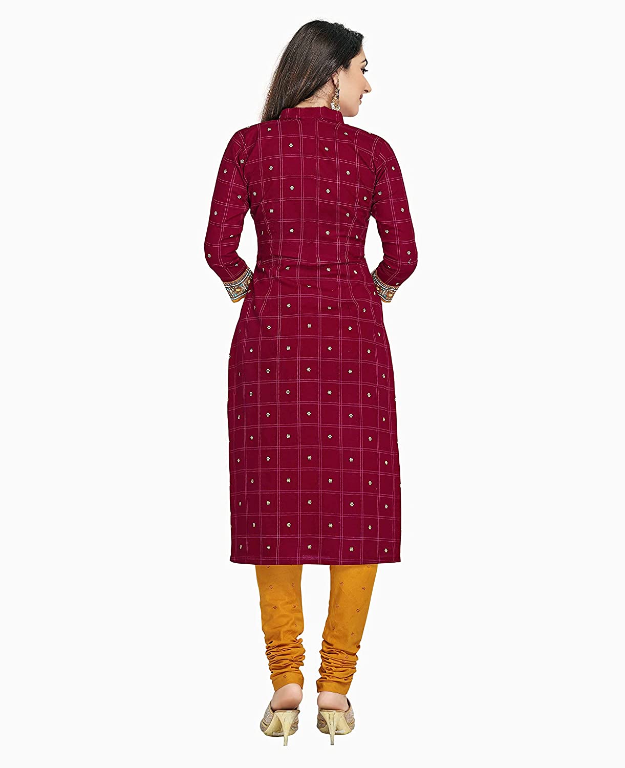 Women's Cotton Unstitched Dress Material (Brown, Free Size)