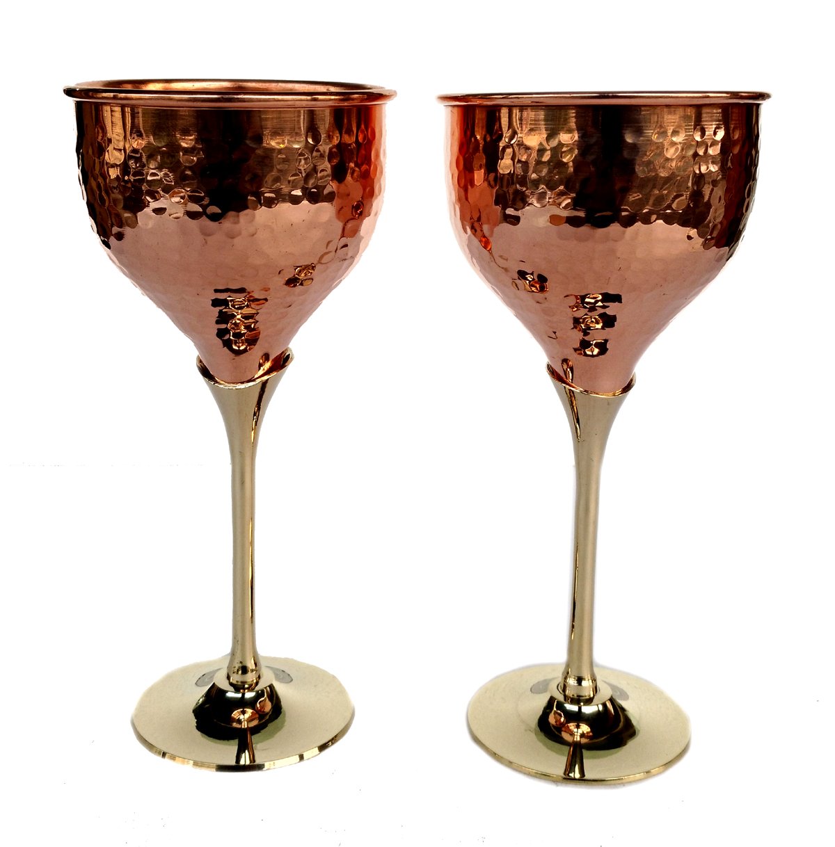 Rastogi Handicrafts Pure Copper Wine Glass Wine Whisky Cocktail Goblet Tableware Bar Hotel Restaurant Serving Set of (2)