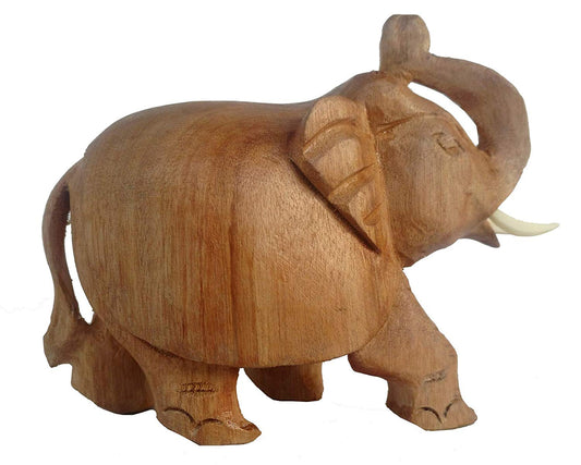 Rastogi Handicrafts Gifts & Decor Wooden Elephant/Good Luck/Single Block No Joints /3" Height