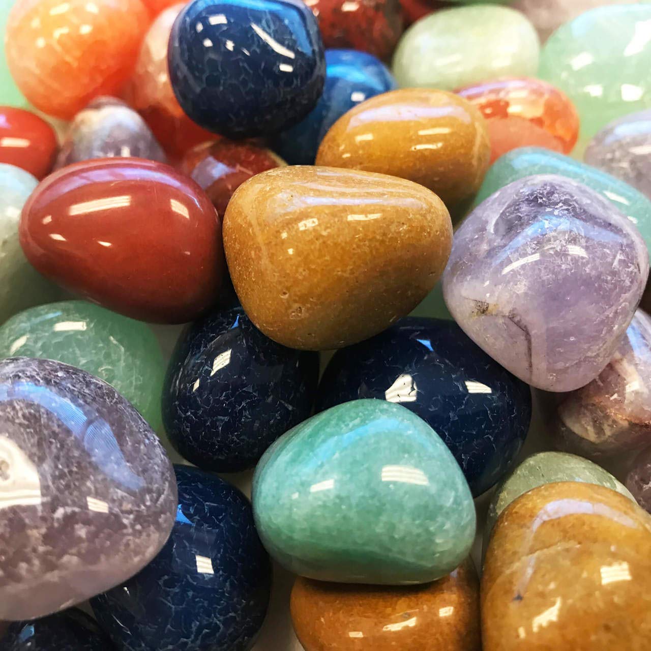 WholesaleGemShop White Rainbow Moonstone Worry Stone