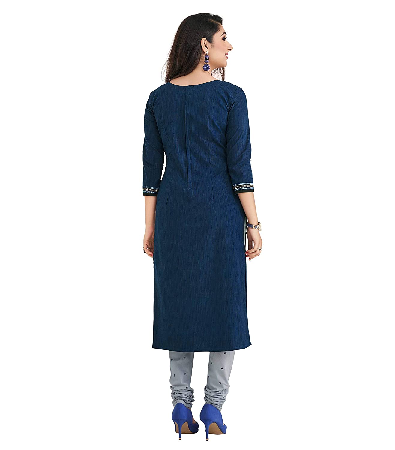 Women's Cotton Unstitched Dress Material (Blue, Free Size)