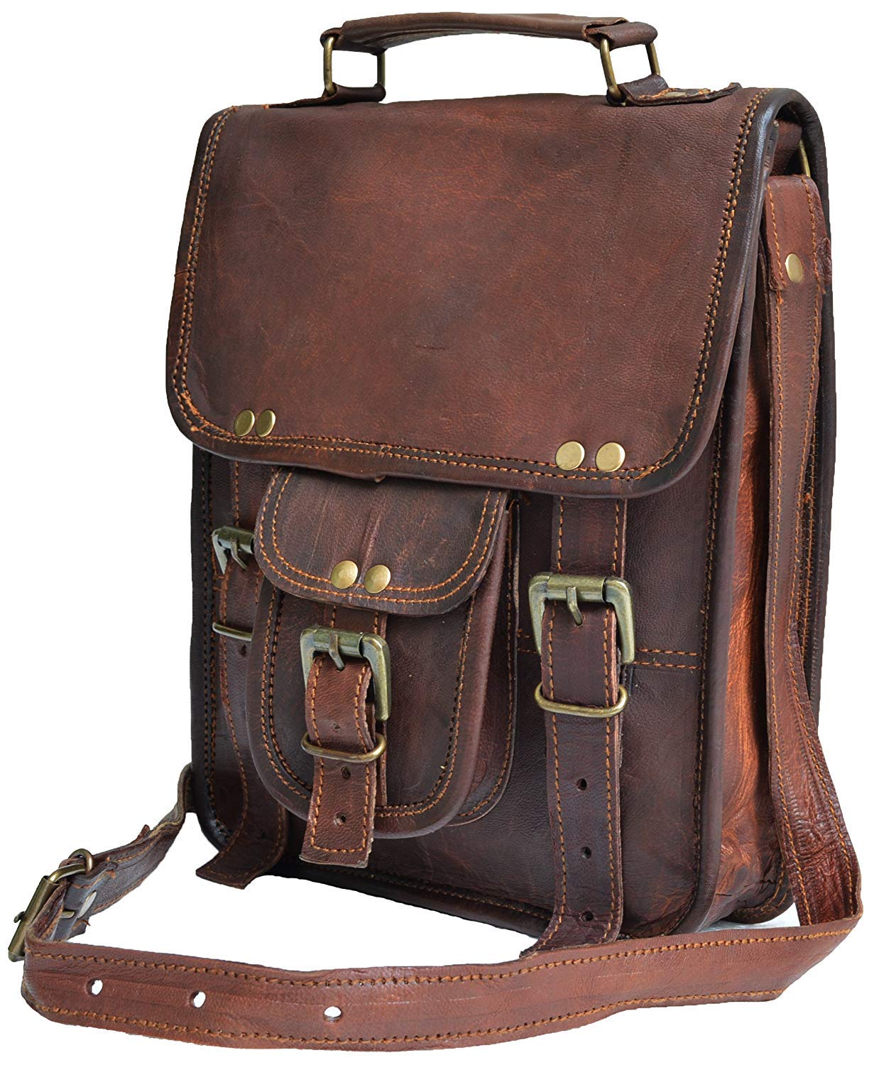 11 x 9 inch Vintage Genuine Vintage Leather iPad/Tablet/tab/Kindle Satchel Cross Body Shoulder Messenger Bag