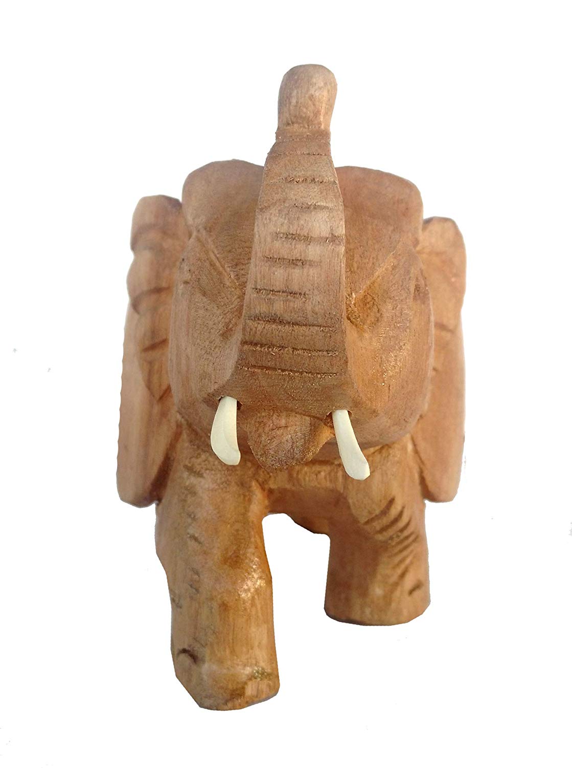 Rastogi Handicrafts Gifts & Decor Wooden Elephant/Good Luck/Single Block No Joints /3" Height