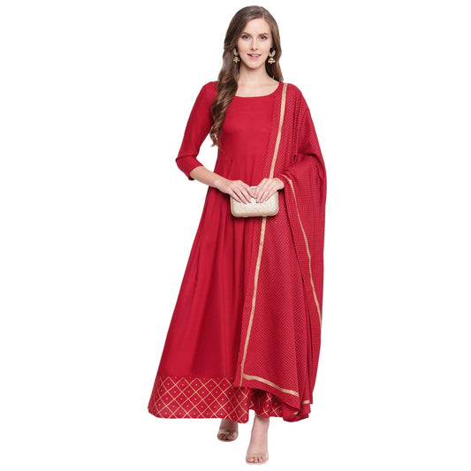 Women's Rayon Kurta With Dupatta Set