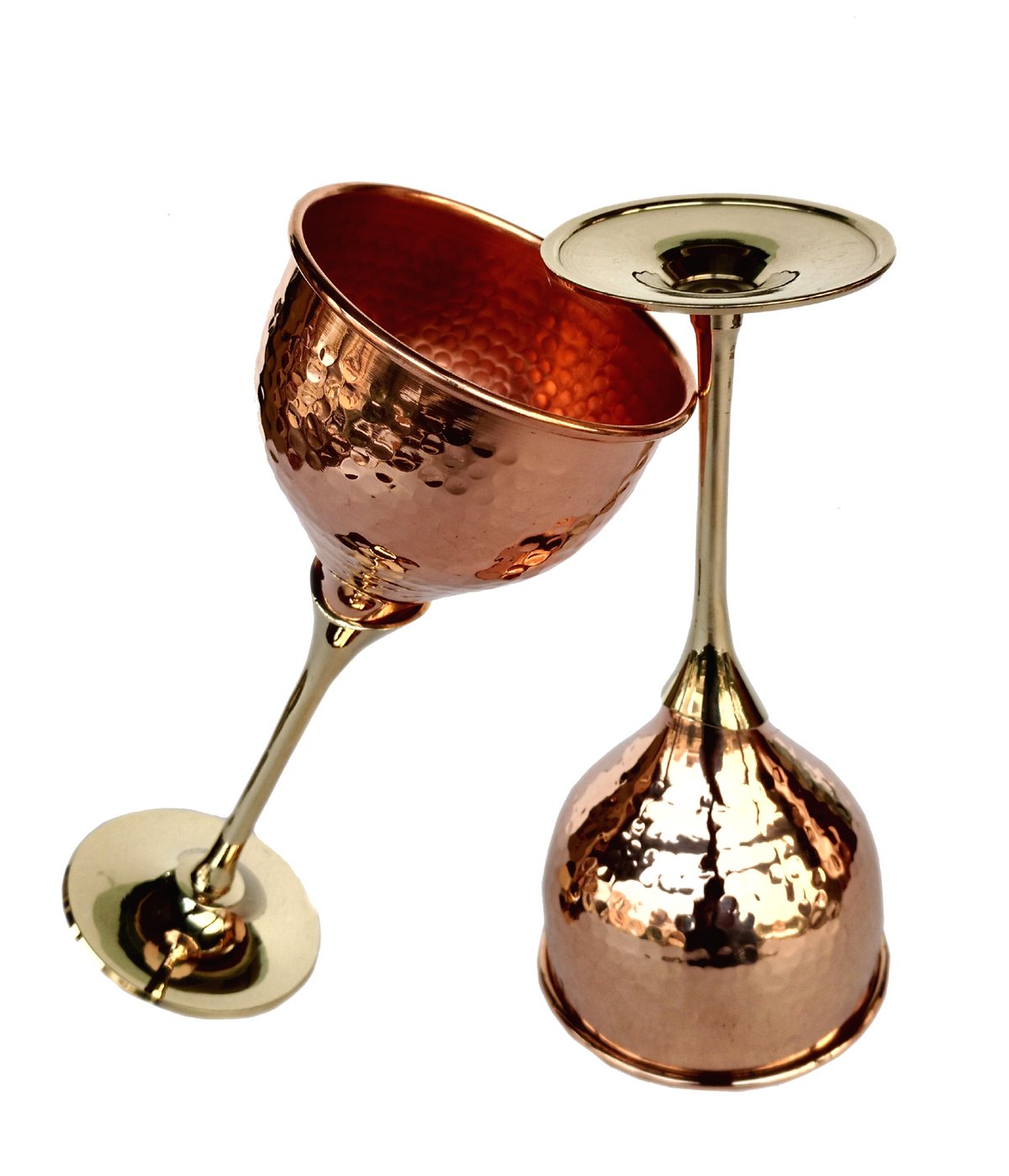 Rastogi Handicrafts Pure Copper Wine Glass Wine Whisky Cocktail Goblet Tableware Bar Hotel Restaurant Serving Set of (2)