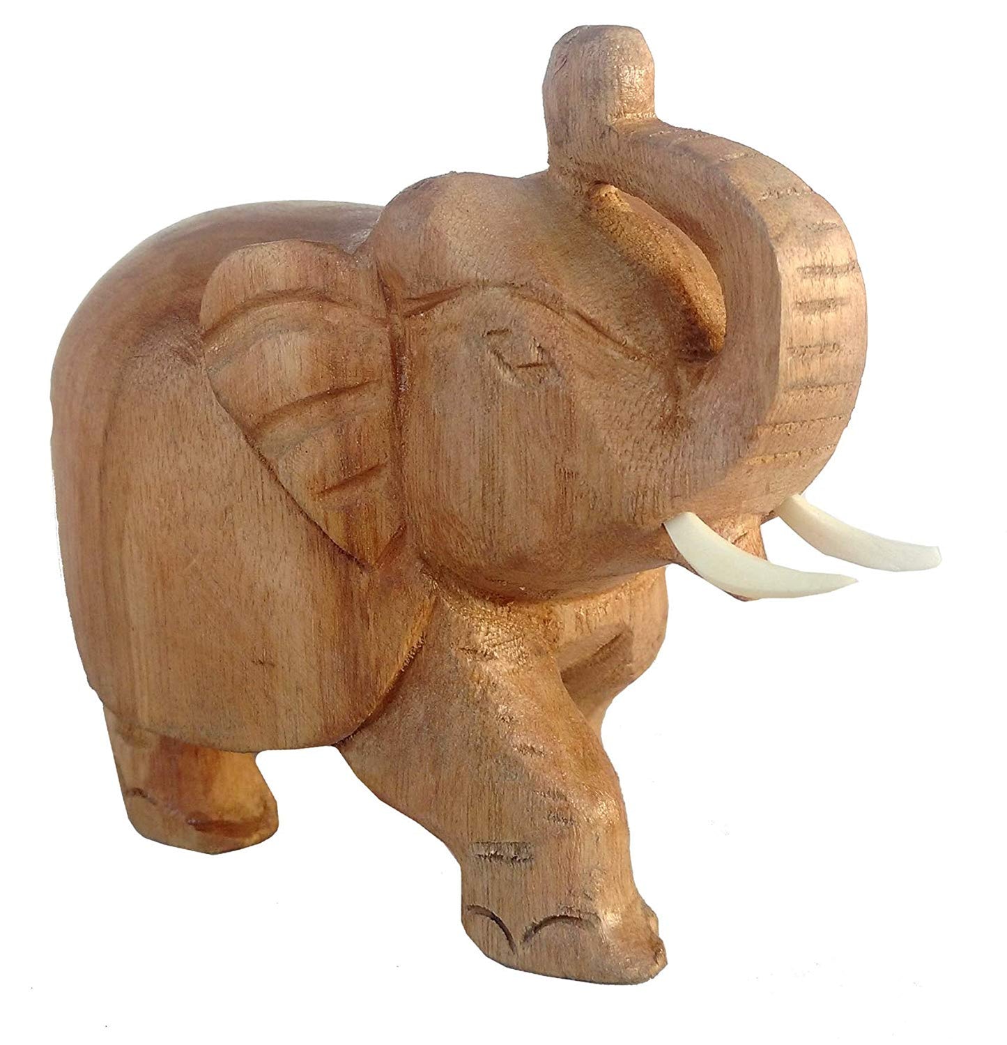 Rastogi Handicrafts Gifts & Decor Wooden Elephant/Good Luck/Single Block No Joints /3" Height