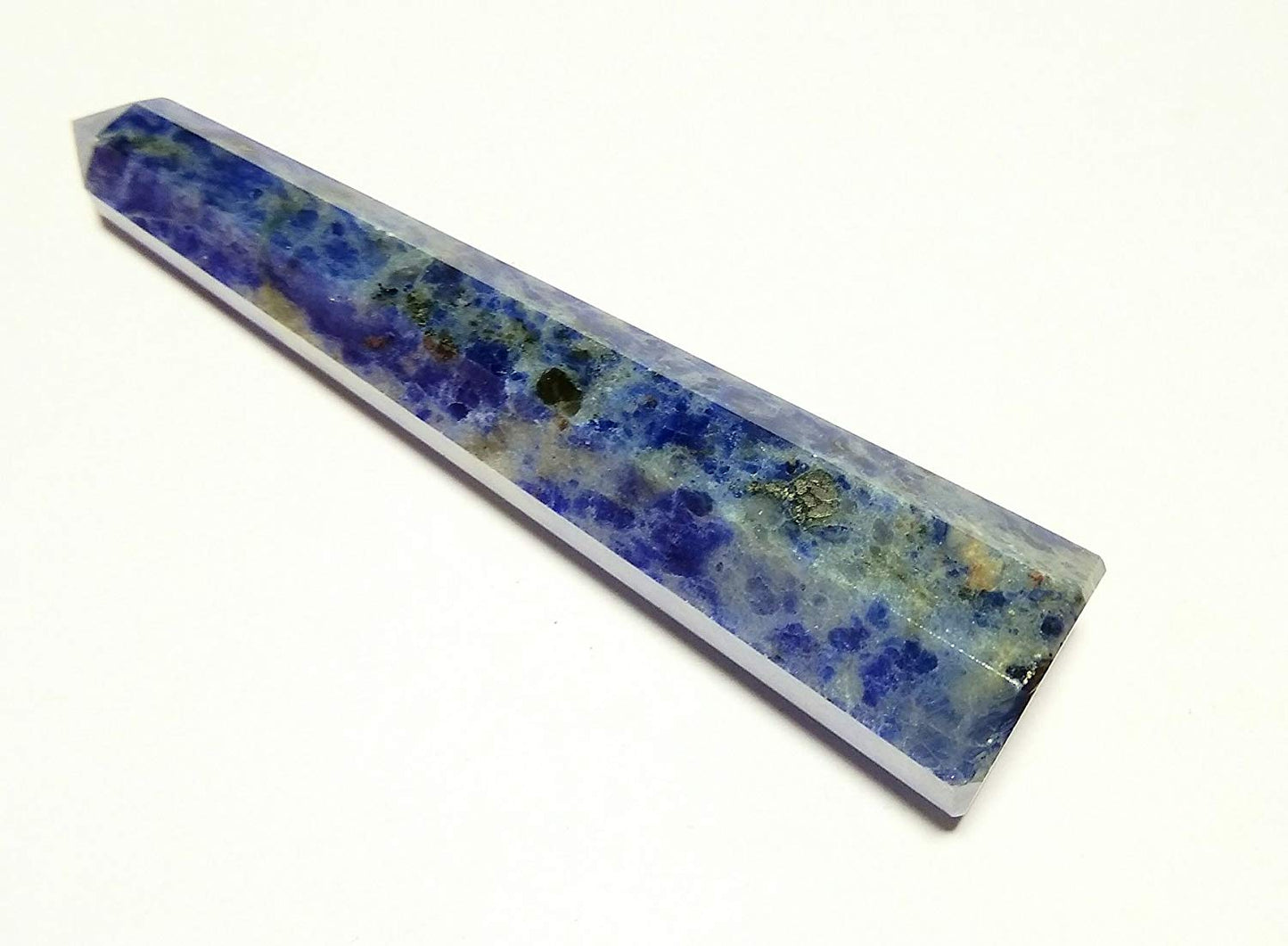 WholesaleGemShop Gemstones Sodalite Obelisk Tower Jumbo Facet Aura Rock Crystal Natural Polished Earth Wand Spirit-3 inch