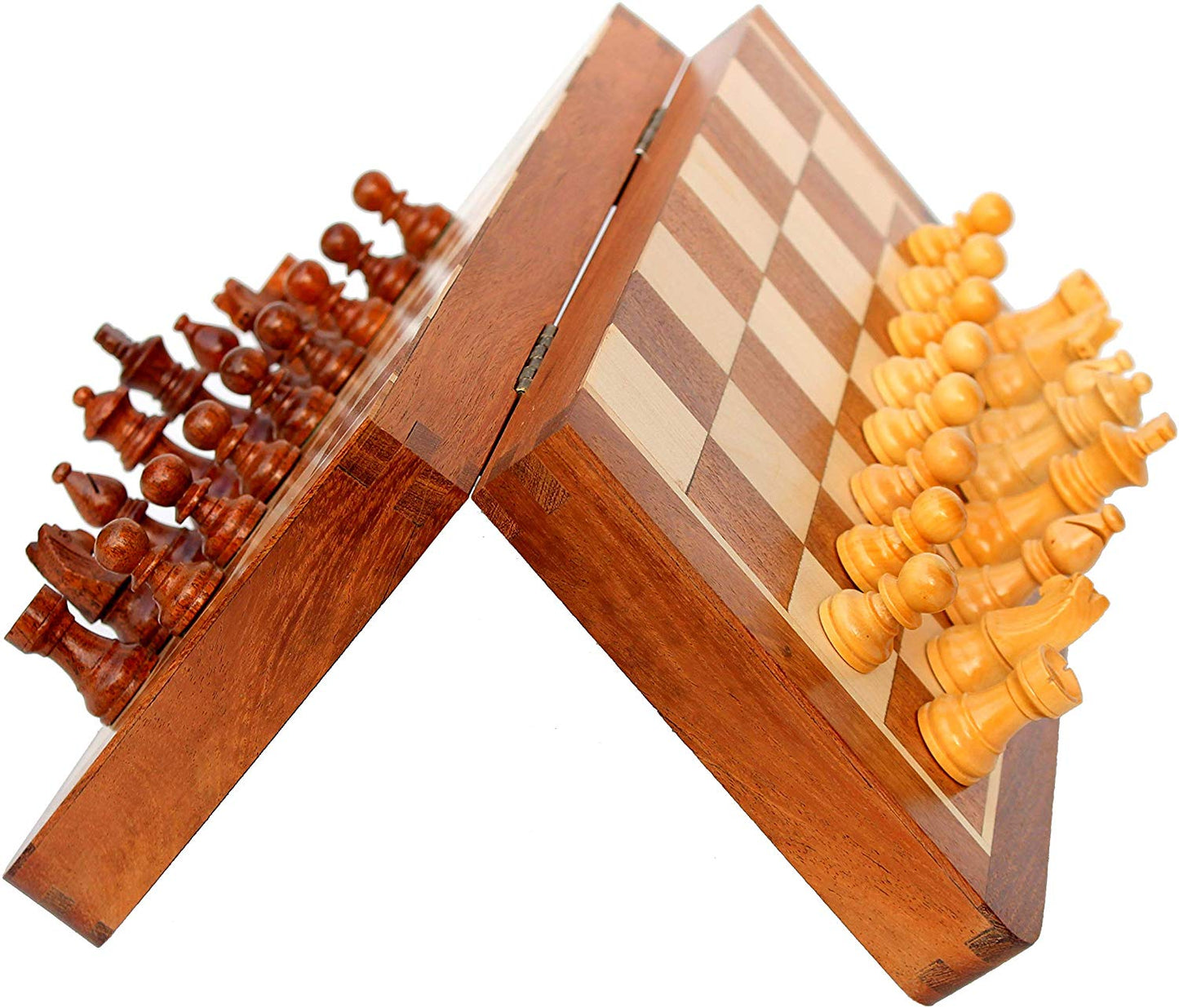 12 Inch Magnetic Wooden Chess Game Board Set with Magnetic Wood Pieces