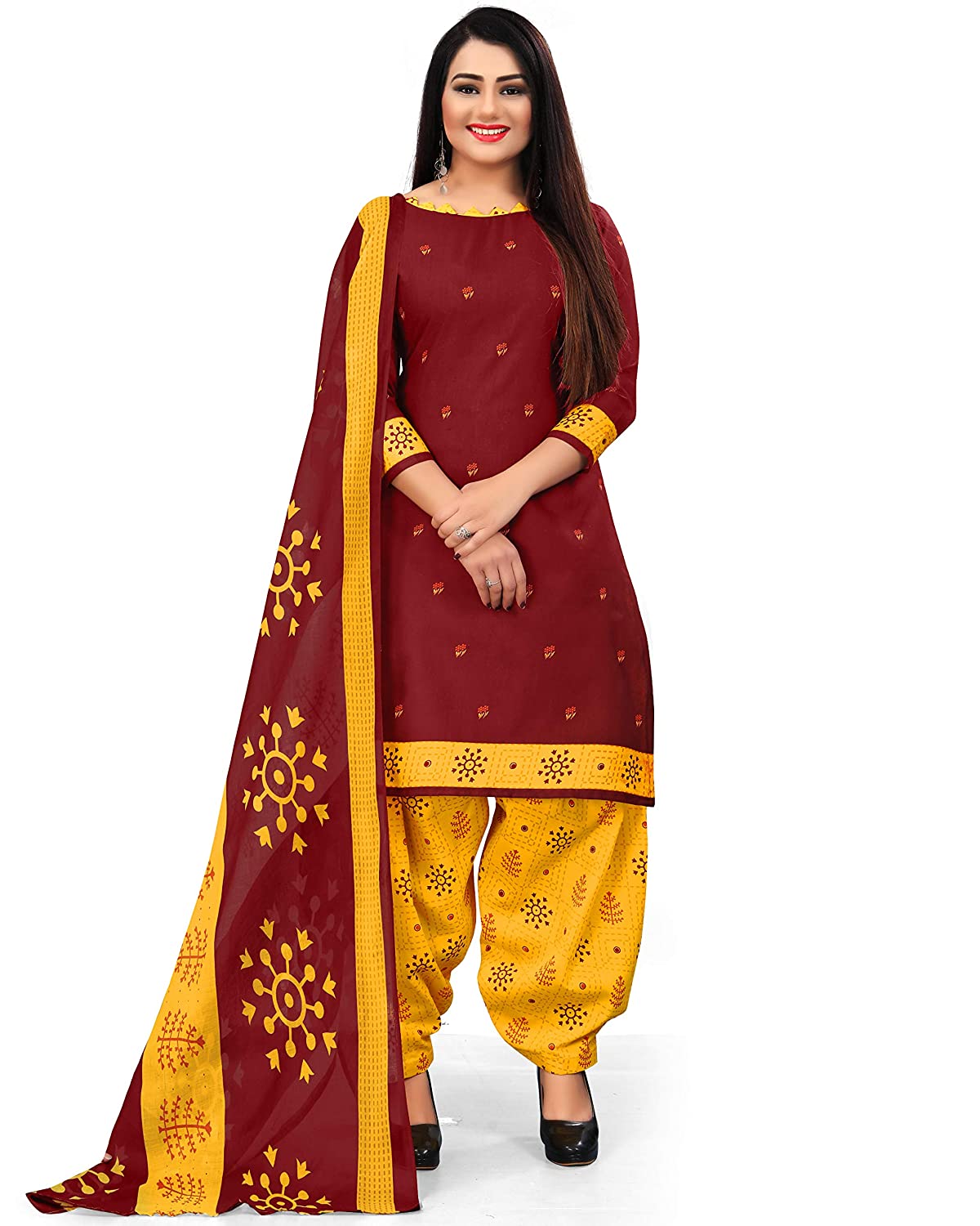 Women Cotton Un-Stitched Salwar Suit Material