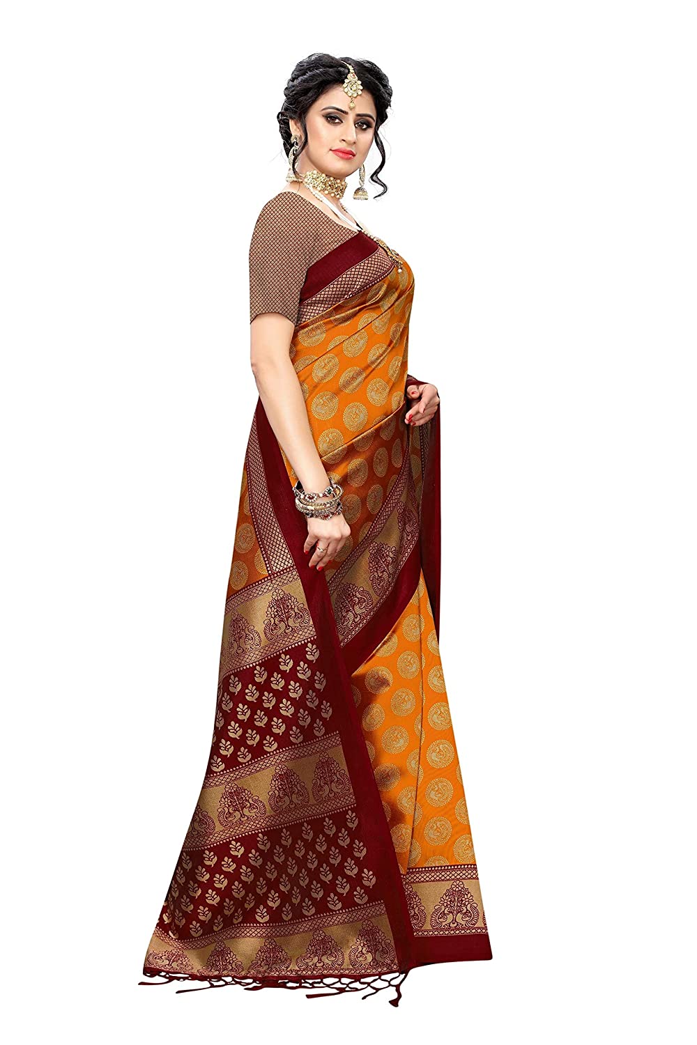 Women's Khadi Silk Printed Saree With Blouse Piece