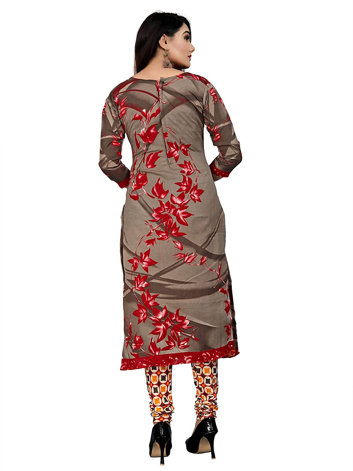 Women's Olive Green Cotton Printed Unstitched Salwar Suit Material (Free Size)