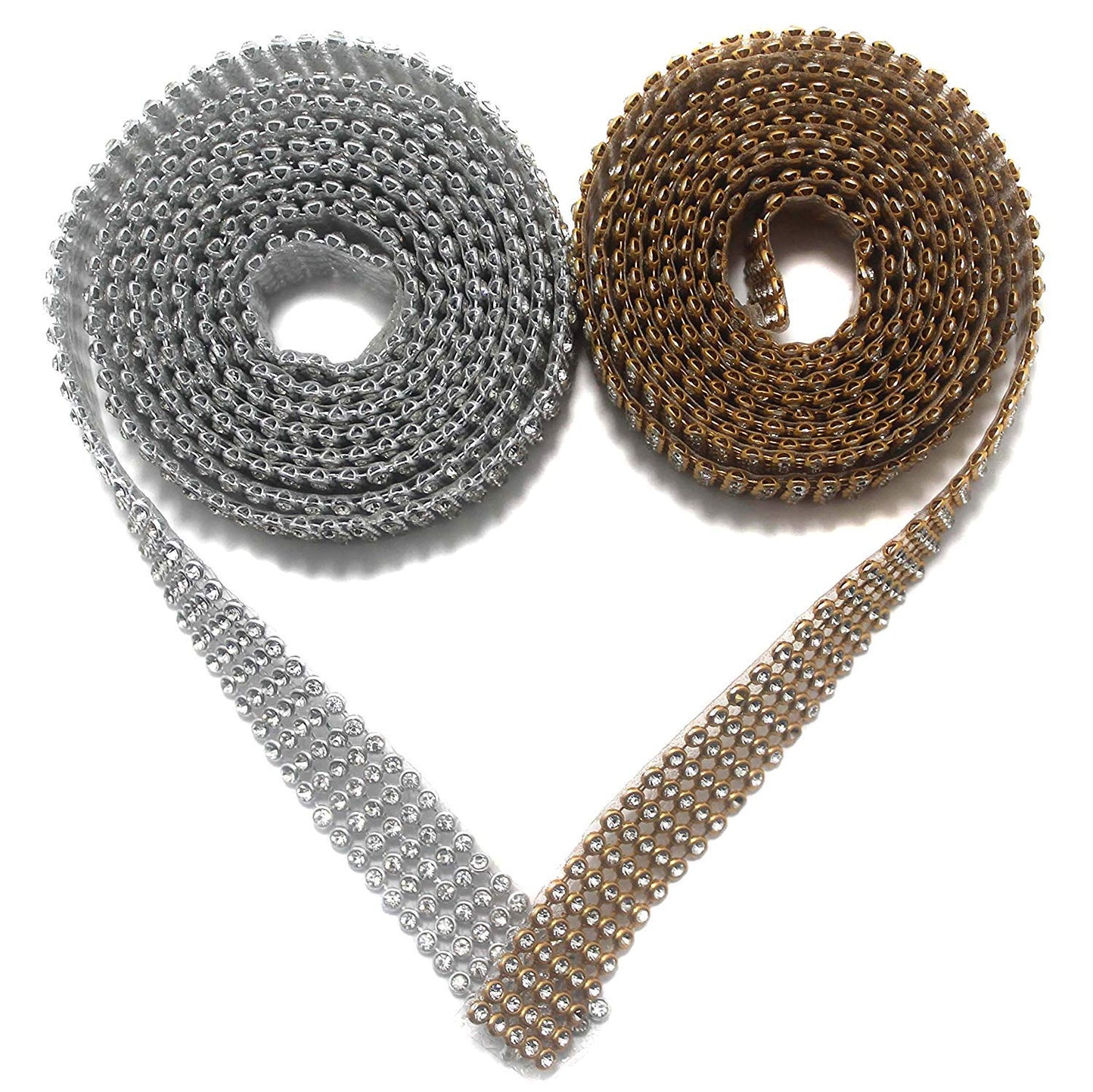 Stone Lace Jewellery Making Craft -Pack of 2 (Golden-Silver, 1.25 mtr)